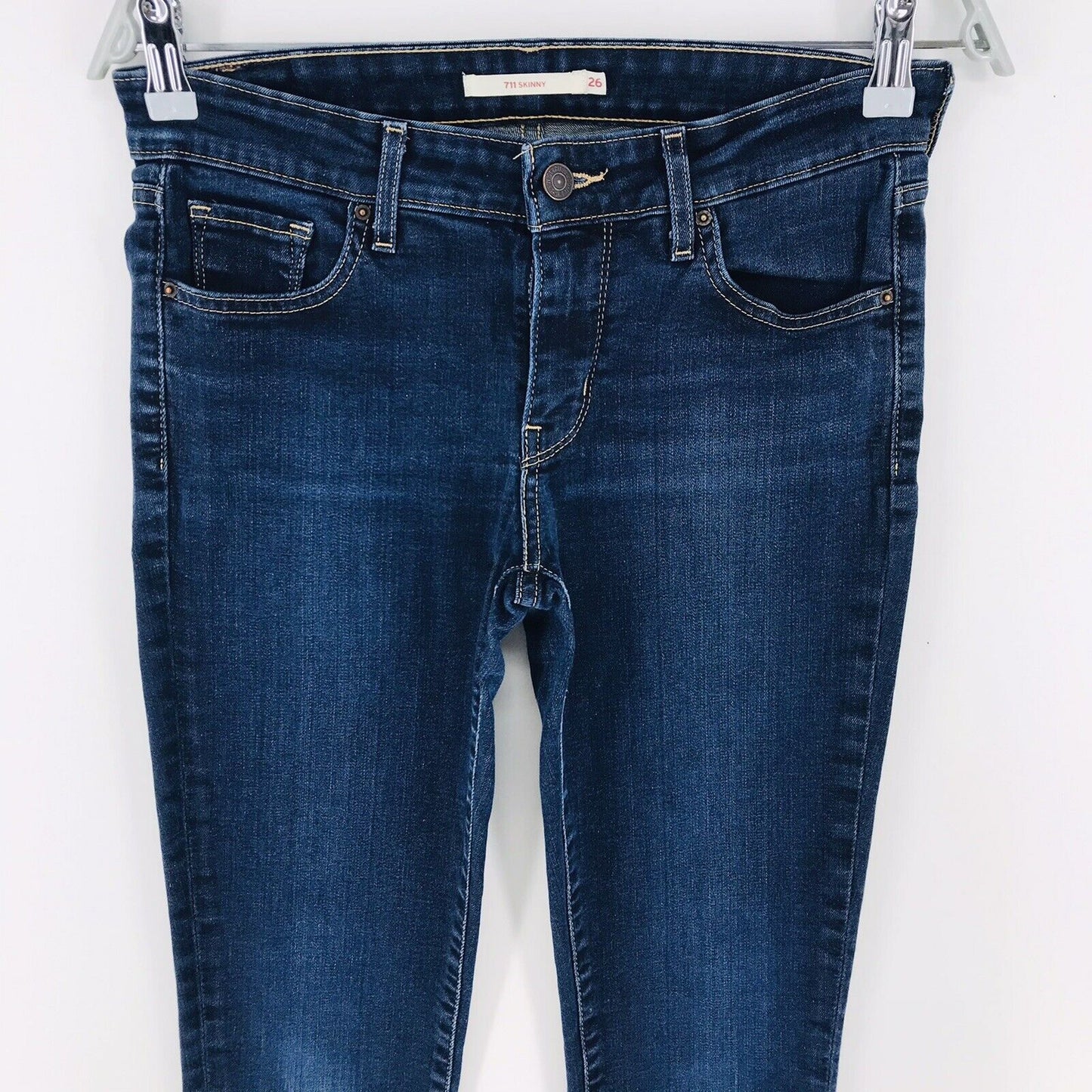 Levi's 711 Damen Jeans, Stretch, Skinny Fit, Dunkelblau, Größe W26 L32