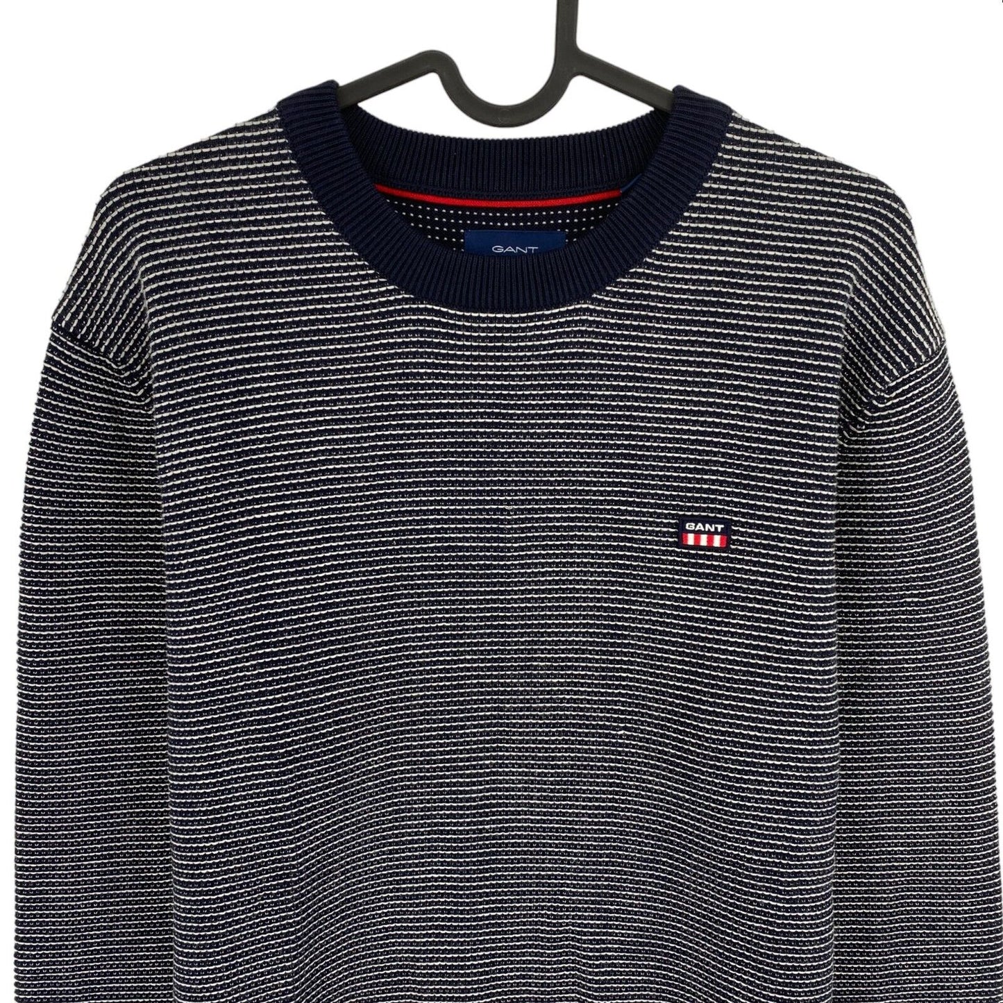 GANT Navy Blue Light Texture Crew Neck Sweater Jumper Size M