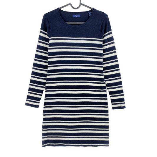 GANT Navy Blue Breton Stripe Crew Neck Long Sleeves Shift Dress Size XS