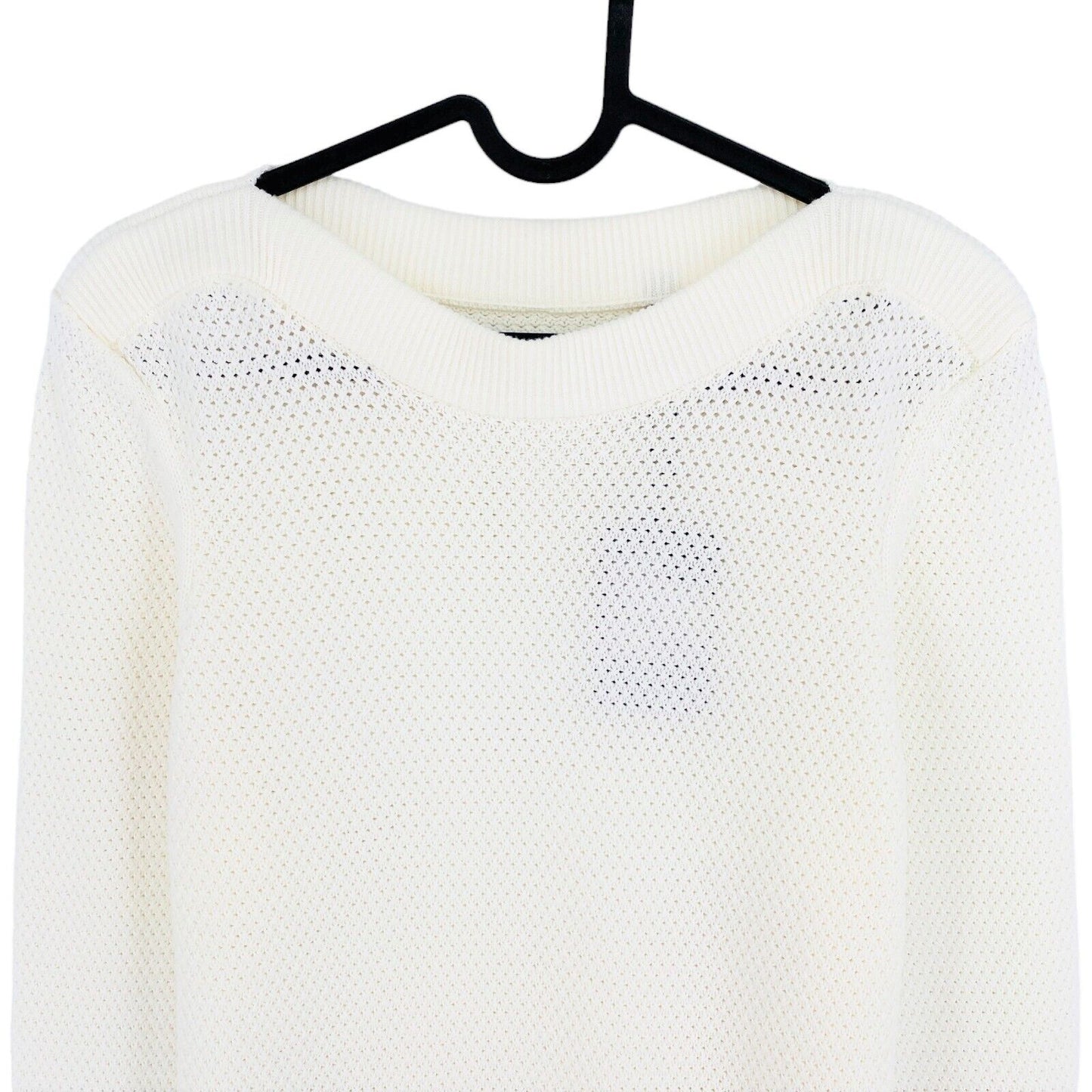 GANT White Cotton Texture Boat Neck Sweater Jumper Size XS