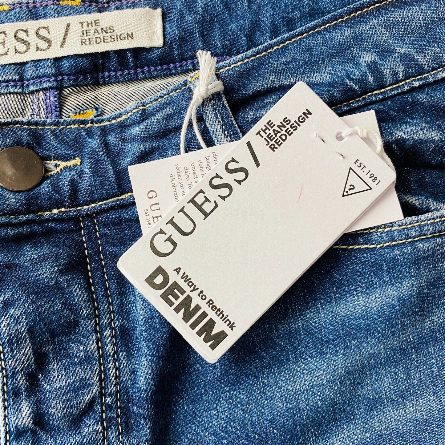 GUESS Women Blue Skinny Fit Cropped Capri Jeans Size W31