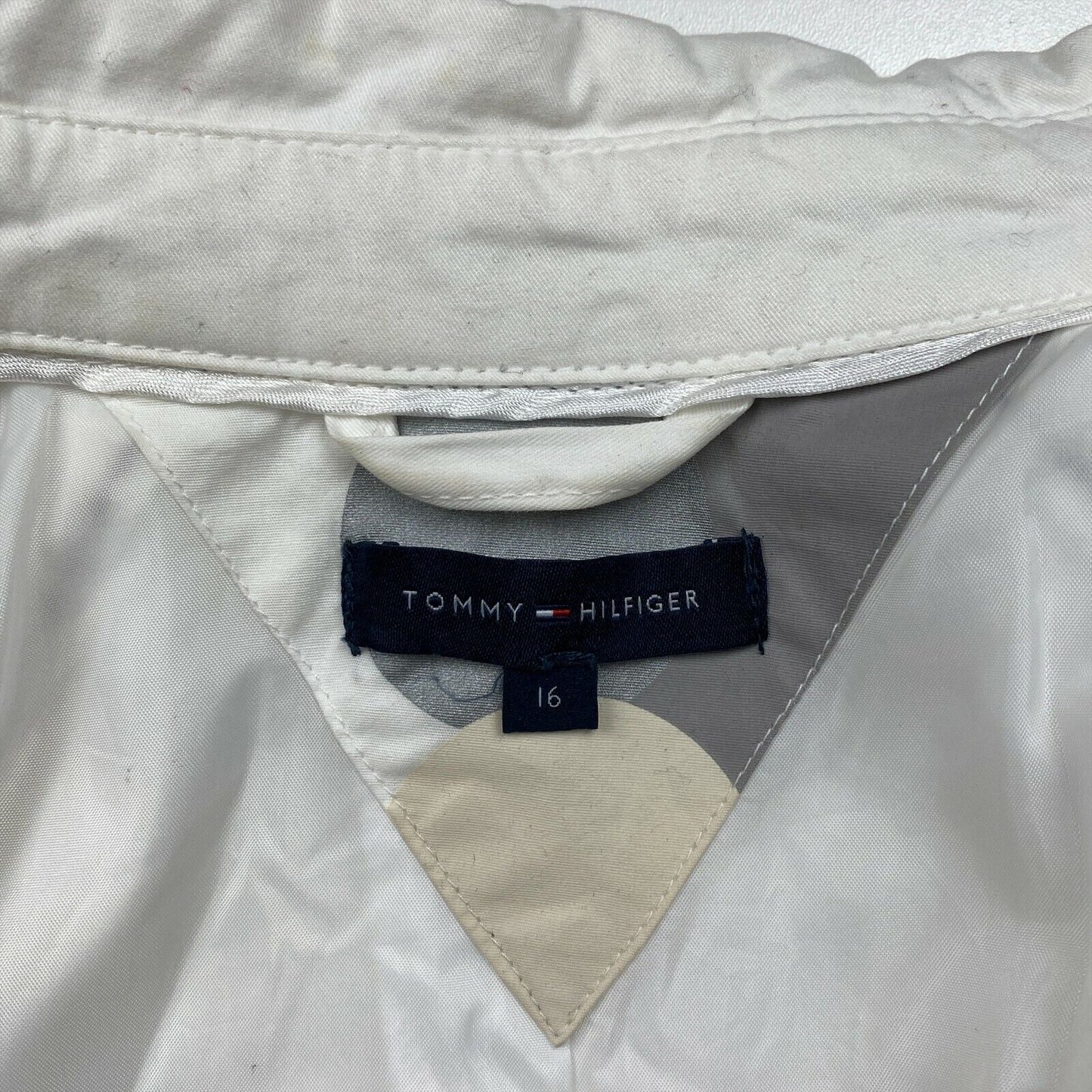 TOMMY HILFIGER White 100% Cotton Pea Coat Size EU 46 UK 18 US 16