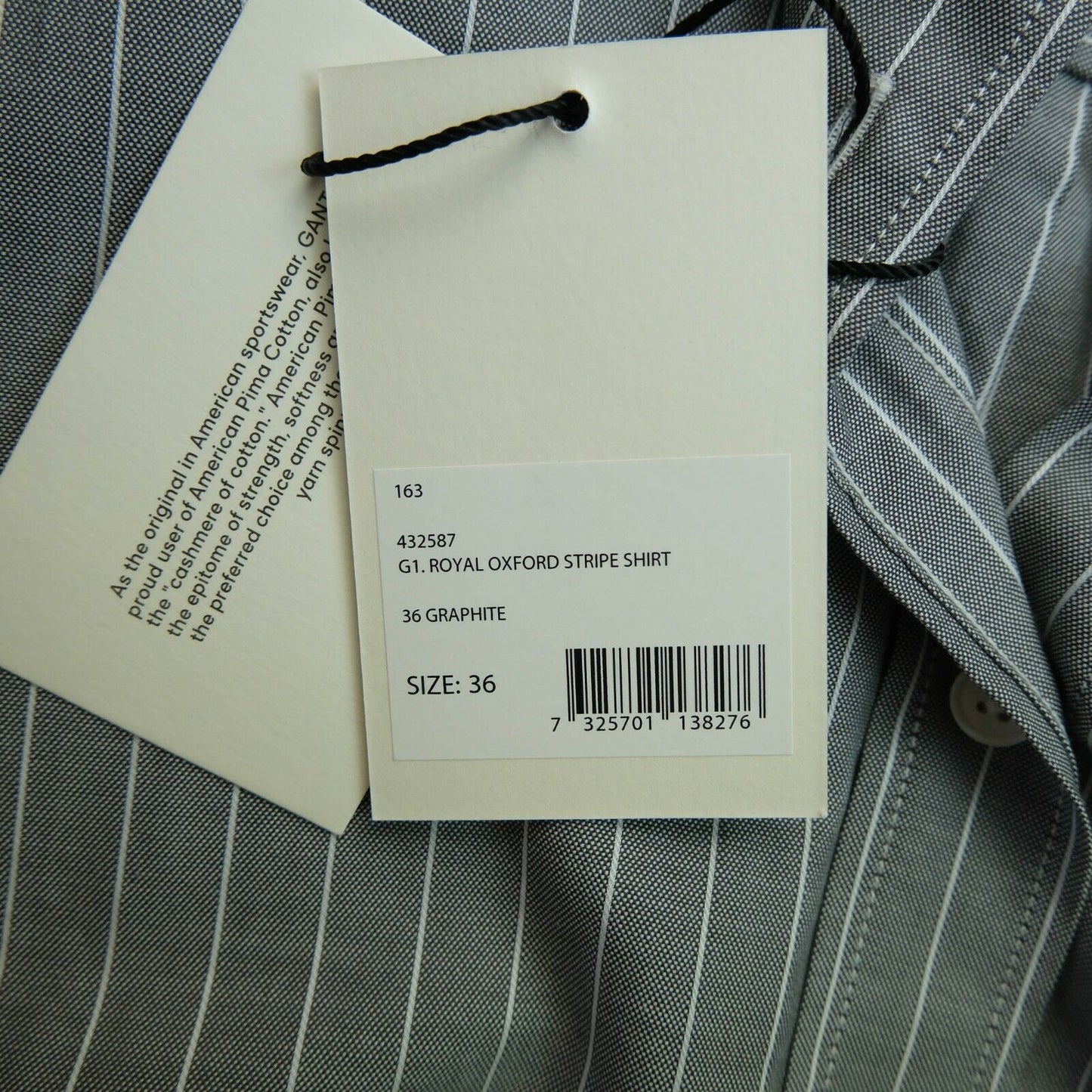 GANT Grey Striped Royal Oxford Stripe Shirt Size EU 36 42 44 UK 10 16 18