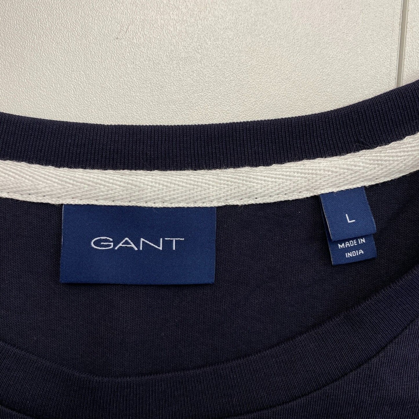 GANT Men Navy Blue Logo Crew Neck Short Sleeve T Shirt Size L