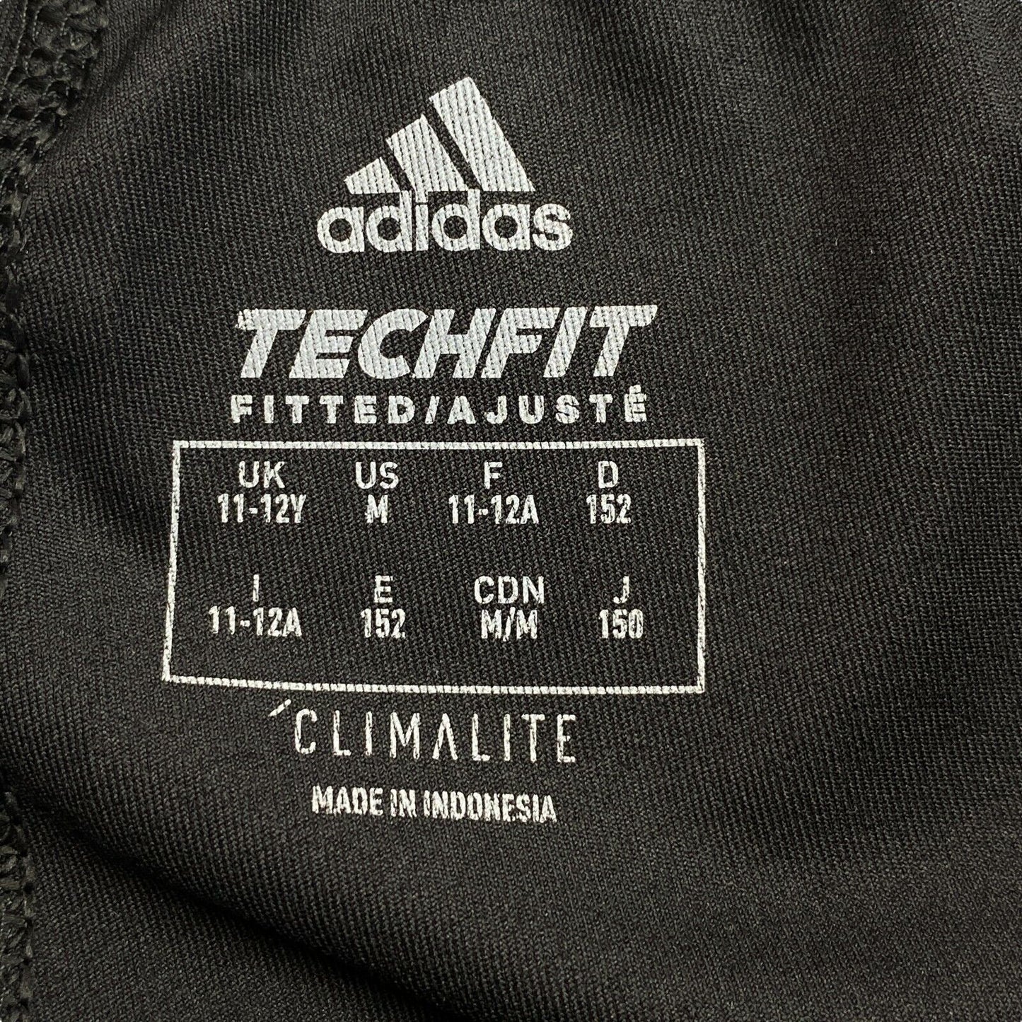 Adidas Climalite Boys Black Tech Fit Compression Shorts Size 11 -12 Years