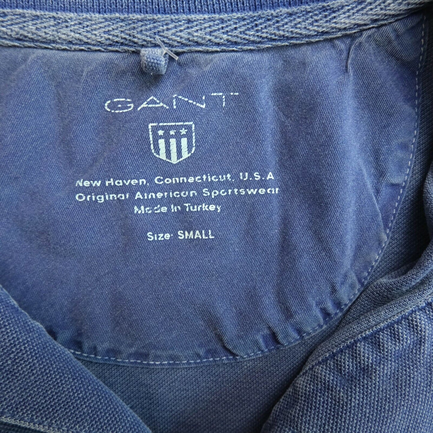 GANT Blue Sun Bleached Polo Neck T Shirt Size S