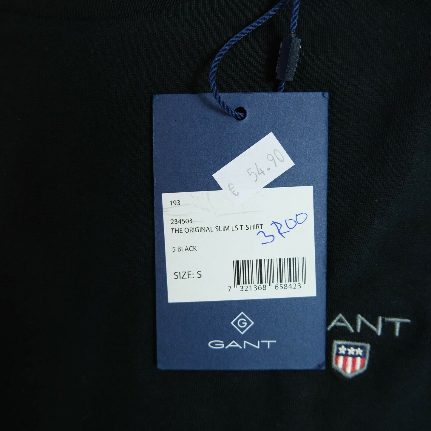 GANT Black Crew Neck Cotton Sweatshirt Jumper Long Sleeve T-Shirt Size S