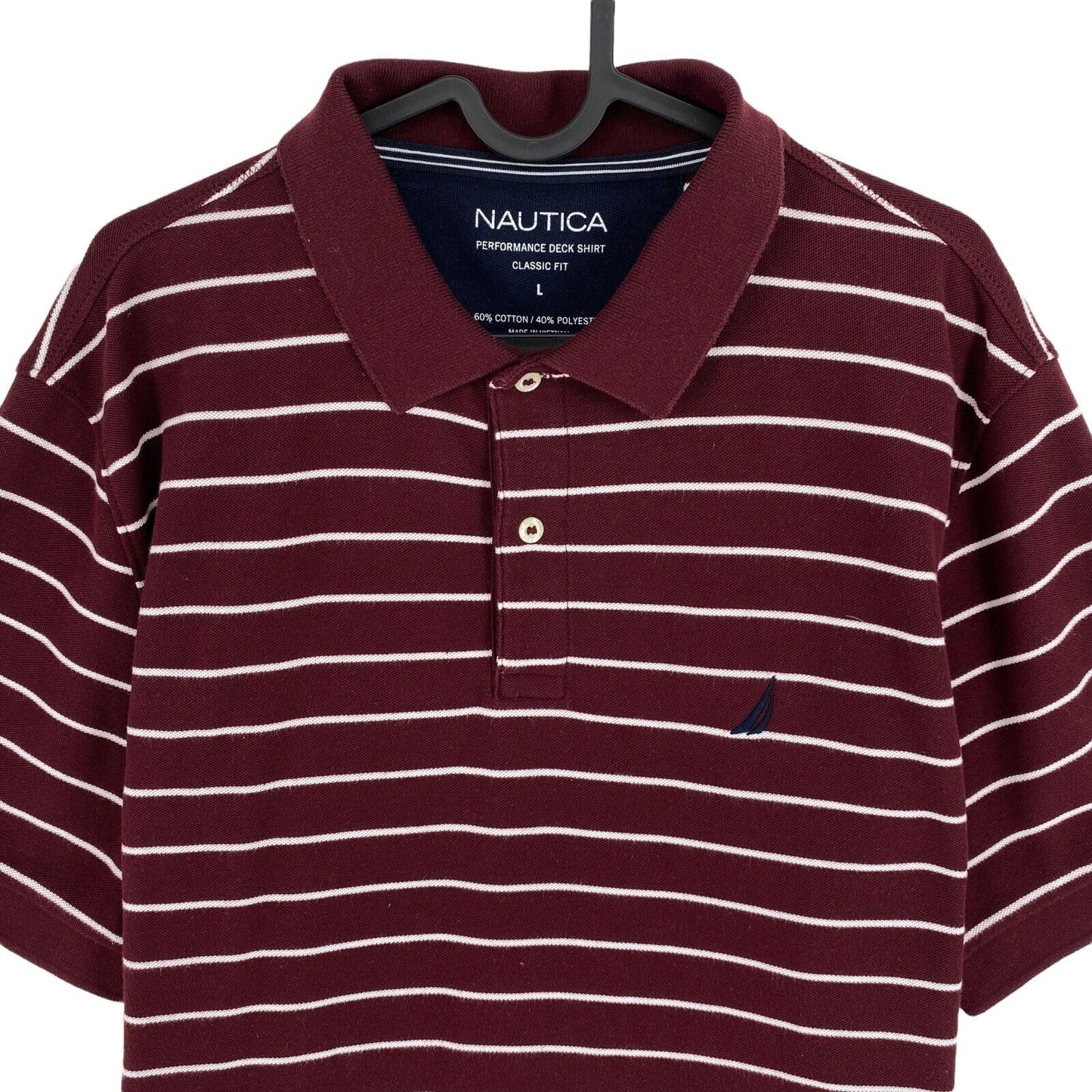 NAUTICA Dark Red Classic Fit Pique Polo Shirt Size L