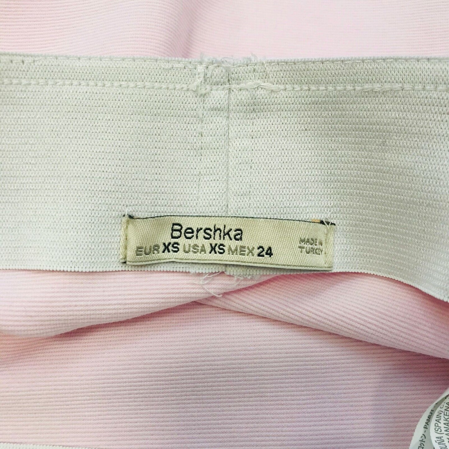 BERSHKA Women's Mini Denim Pastel Pink Short Skirt Size XS W24