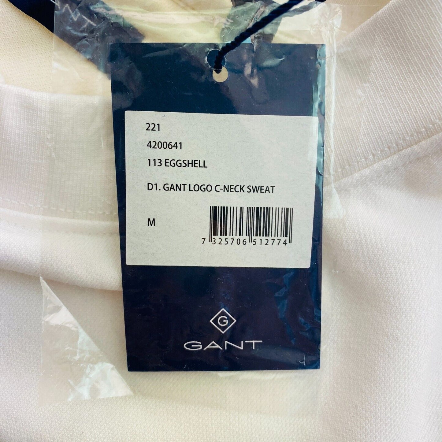 GANT Pull à col rond avec logo blanc Taille M