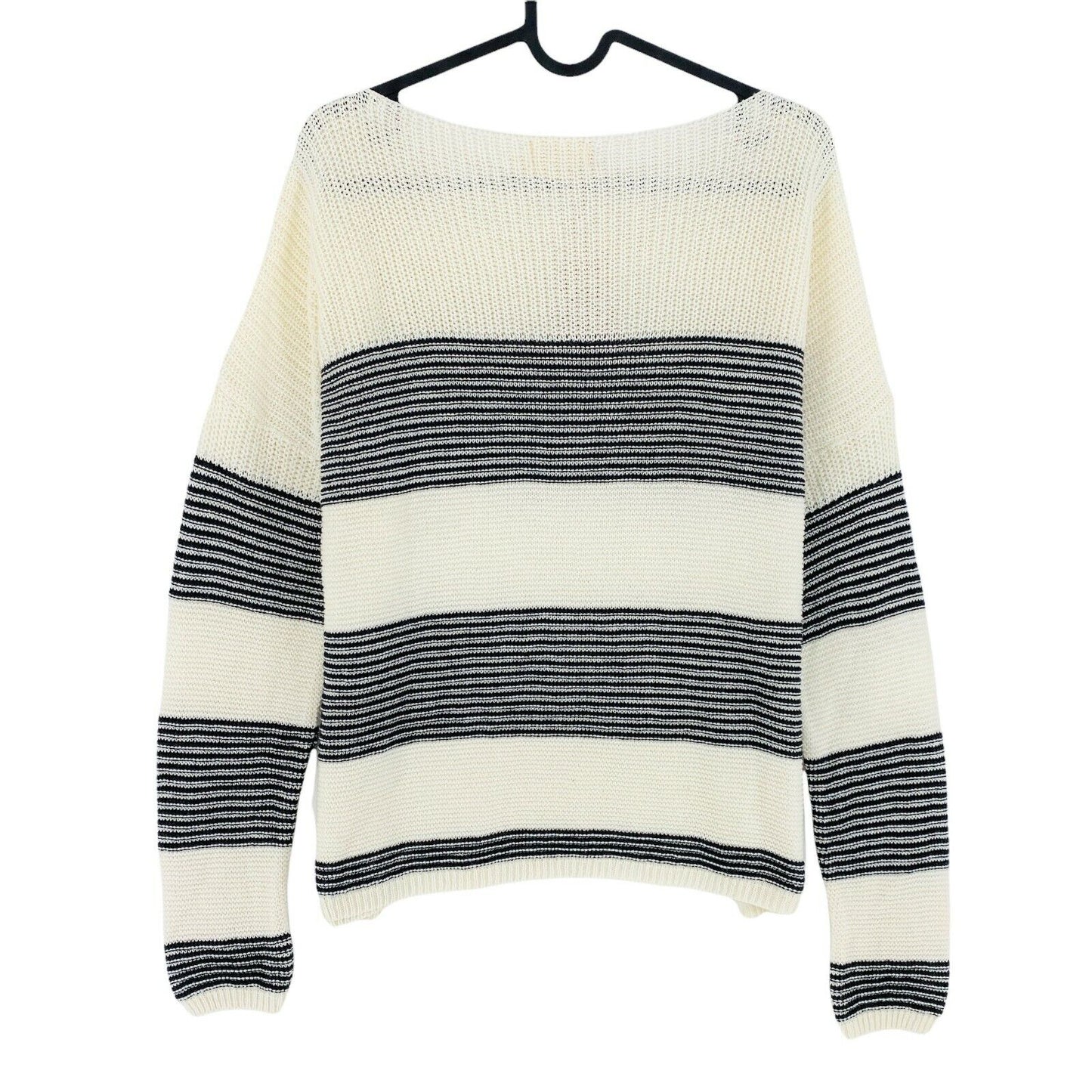 DOUBLE AGENT Beige Striped Knit With Pocket Details Sweater Jumper Size XS