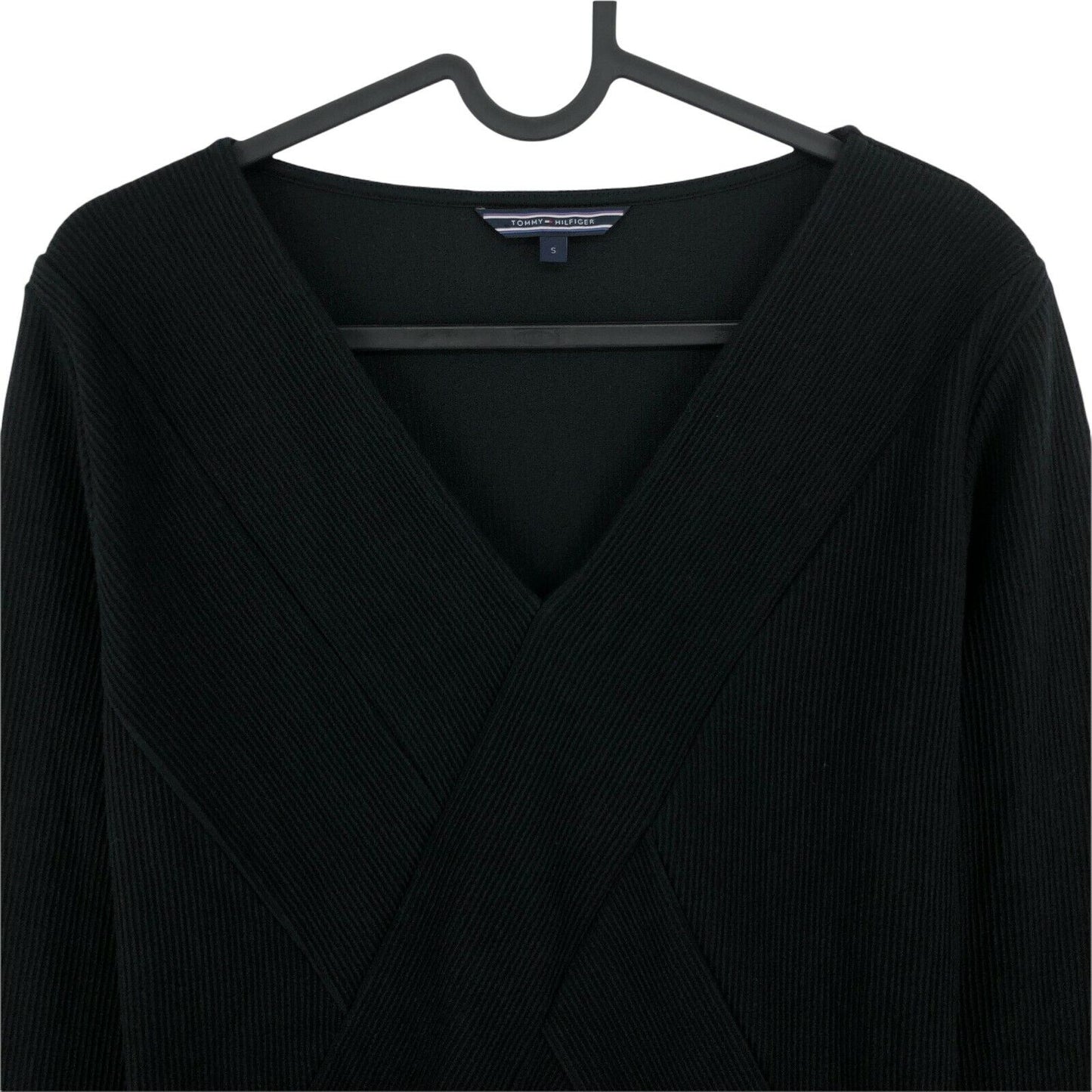 TOMMY HILFIGER Black V Neck Sweater Jumper Size S