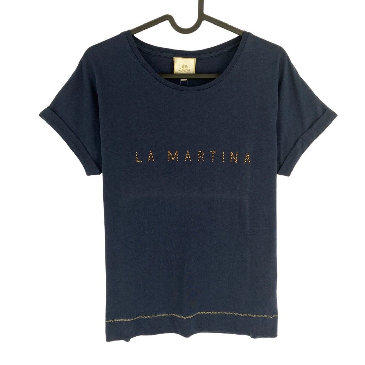 LA MARTINA Navy Blue Logo Crew Neck SS T Shirt Top Size  1 /XS