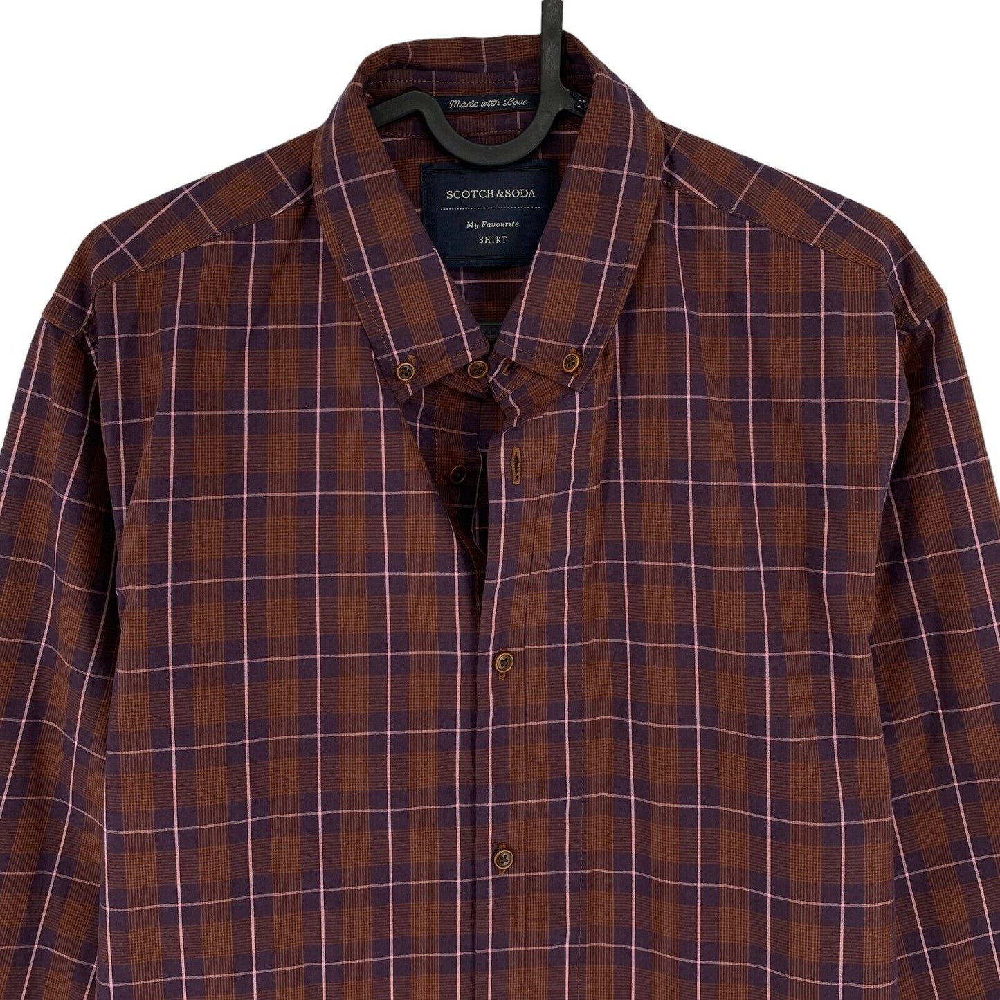 SCOTCH & SODA Brown Check Print Regular Fit Shirt Size M