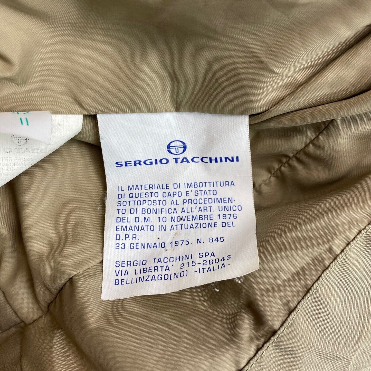 Sergio Tacchini Vert À Capuchon Puffer Jacket Manteau Taille S