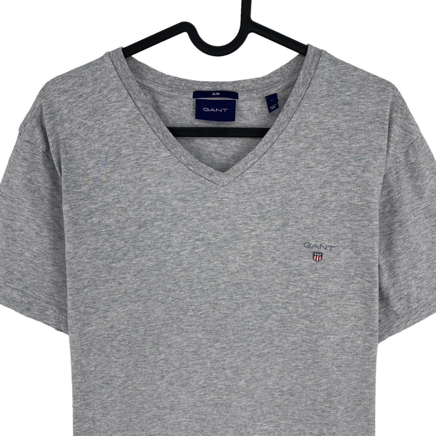 GANT Men Grey Original Slim Fit V Neck Short Sleeves T Shirt Size L