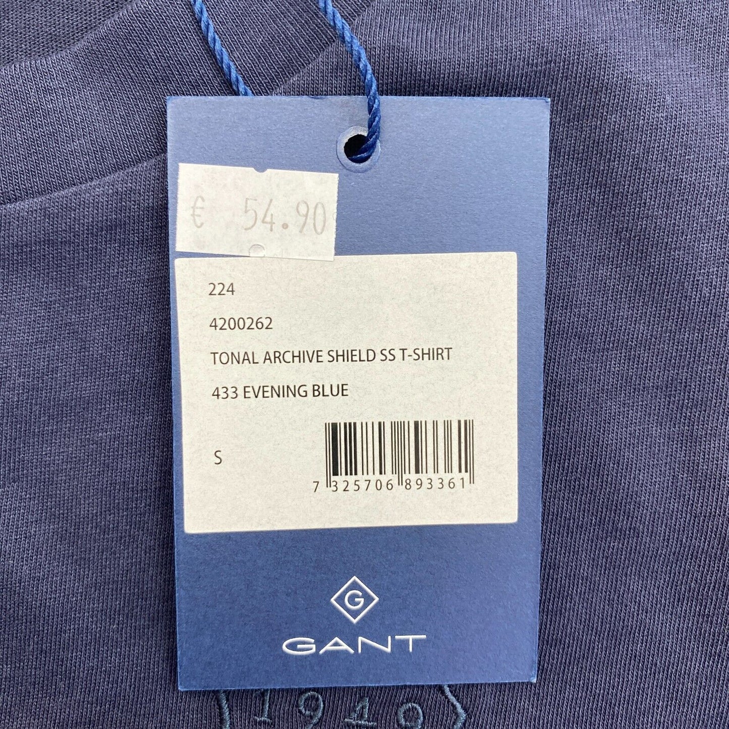 GANT Women Navy Blue Tonal Archive Shield Crew Neck SS T Shirt Size S