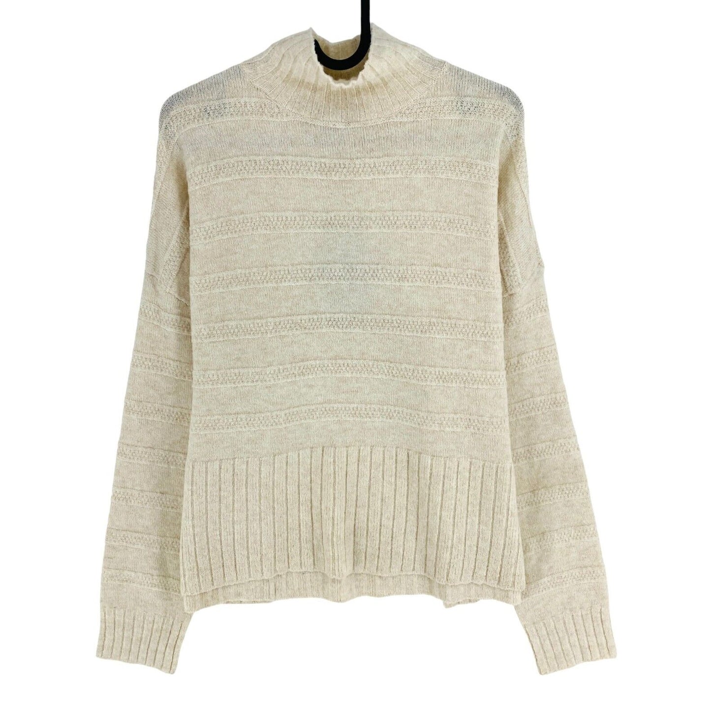 VERO MODA Women Beige High Neck Stitch Pullover Sweater Jumper Size S