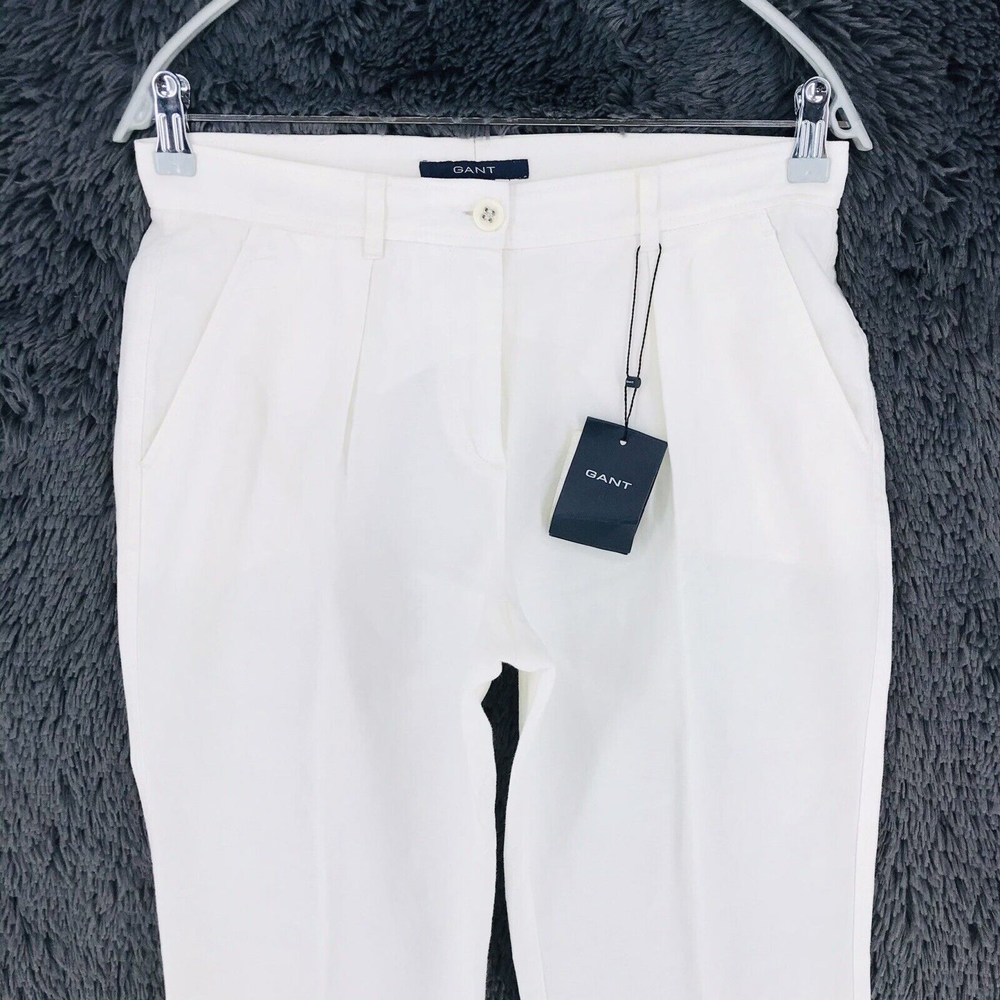 €189 GANT Women Cream White Bootcut Fit Linen Blend Trousers EUR 36 US 6 UK 10