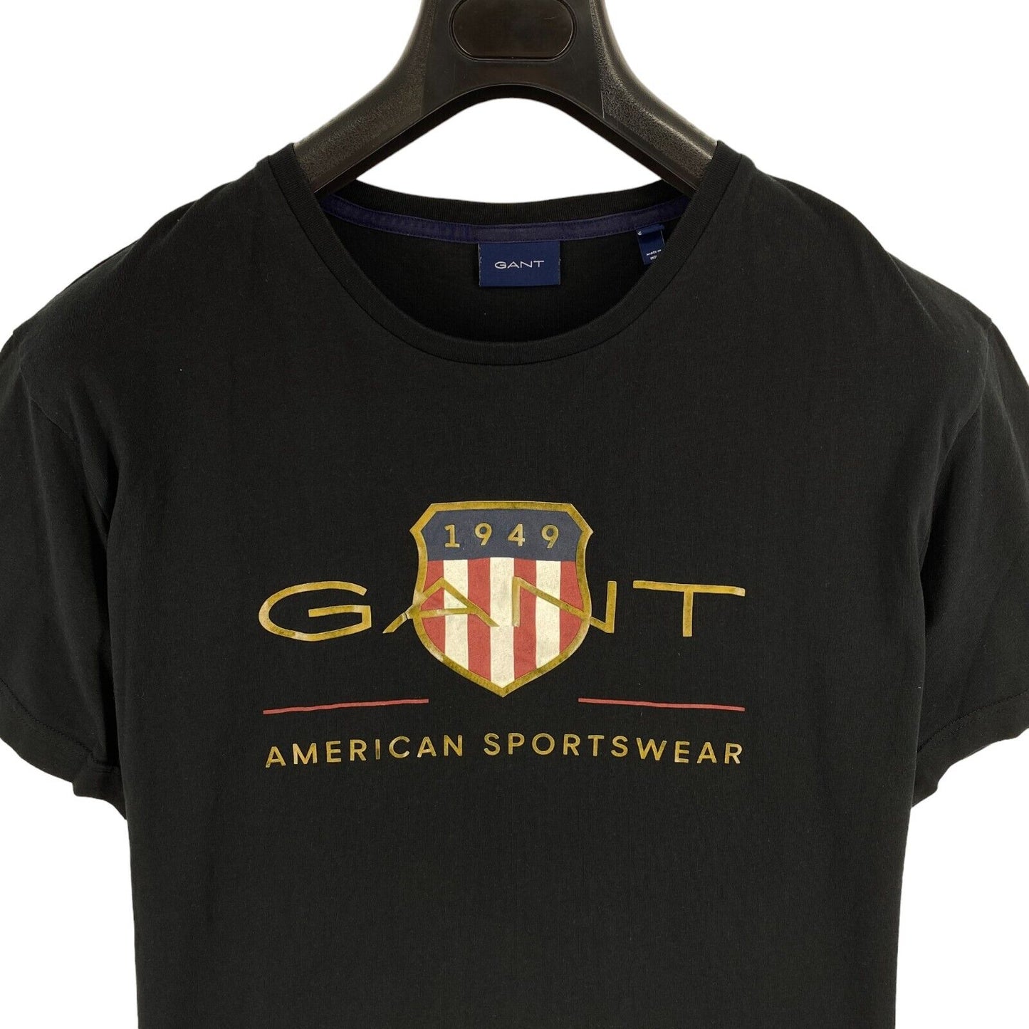 GANT Men Black Archive Shield Crew Neck Short Sleeve T Shirt Size 2XL