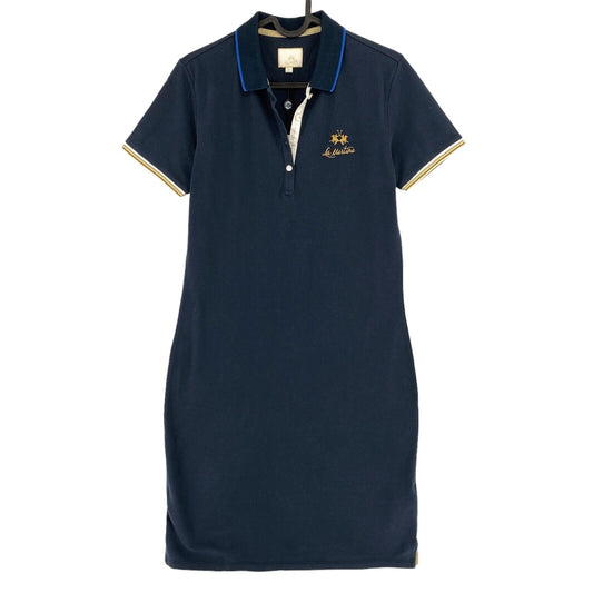 LA MARTINA Navy Blue Piquet Stretch Short Sleeves Dress Size 3 / M