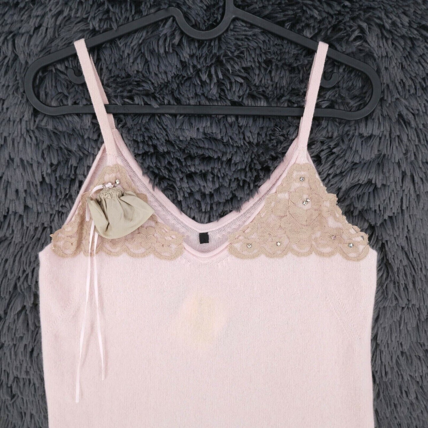 LANEROSSI Tanktop mit V-Ausschnitt, 100 % Kaschmir, Rosa, Größe 4 – XL