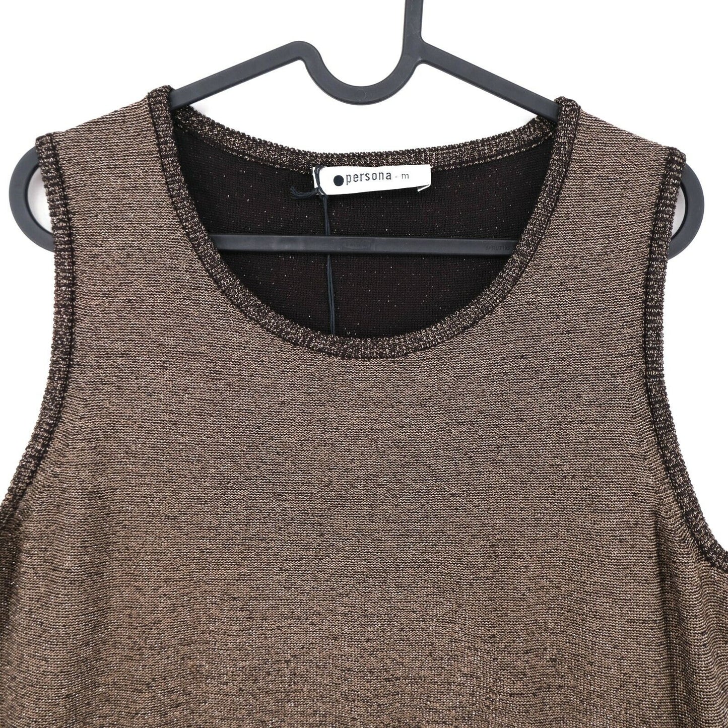 Persona Brown Scoop Neck Wool Blend Sleeveless Tank Top T Shirt Blouse Size M