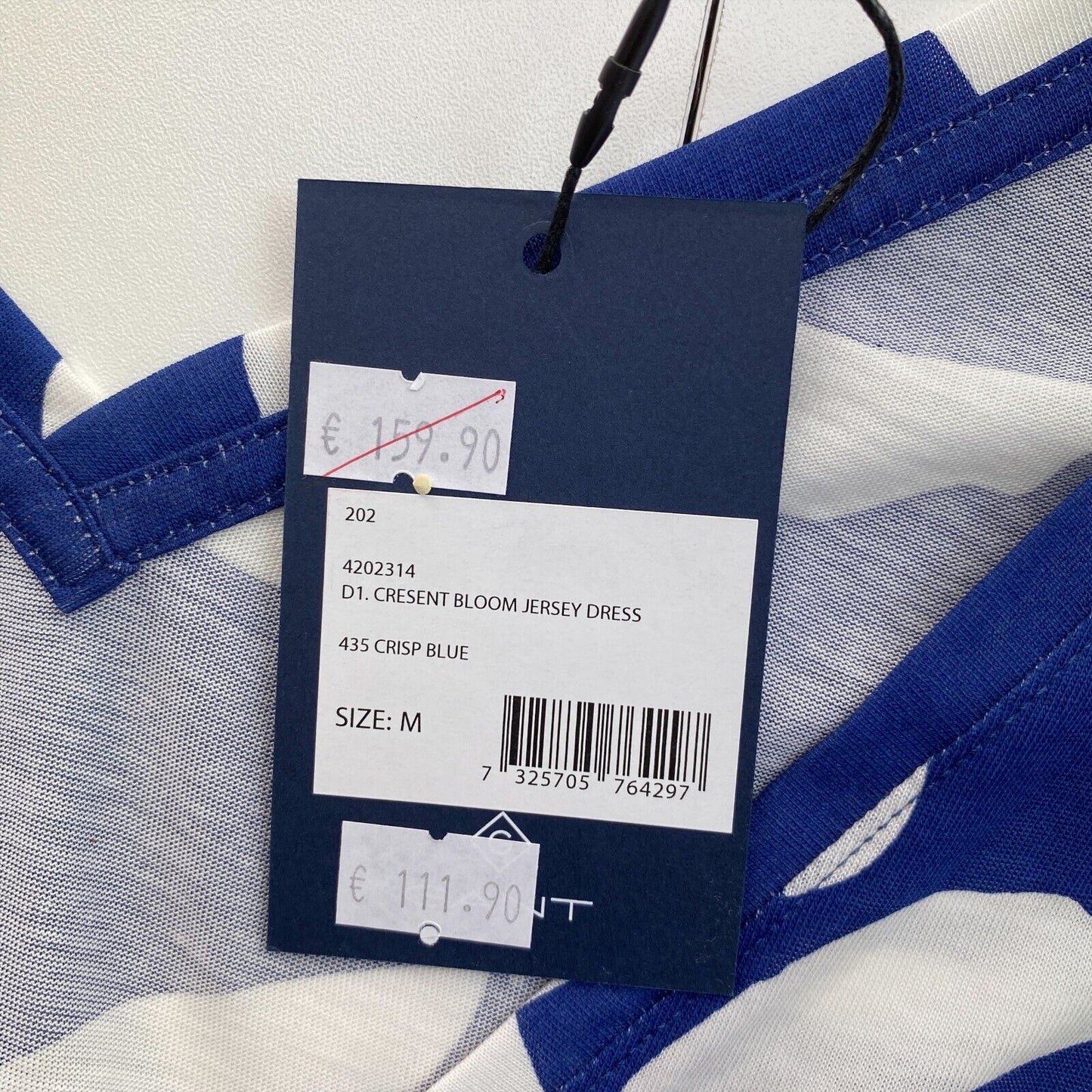 GANT Blue Cresent Bloom Kurzarm-Jersey-Langkleid, Größe M