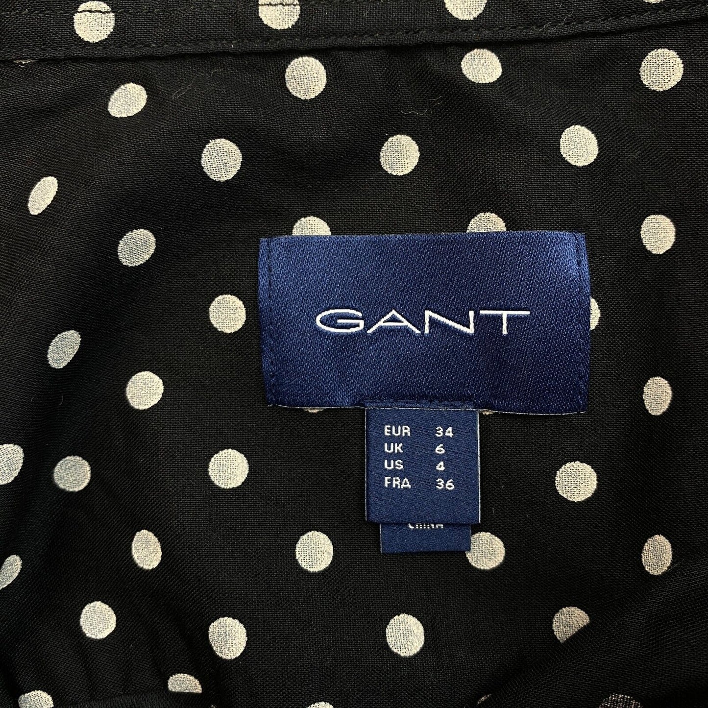 GANT Black Regular Polka Dot Cotton Voile Shirt Size EU 34 UK 6 US 4