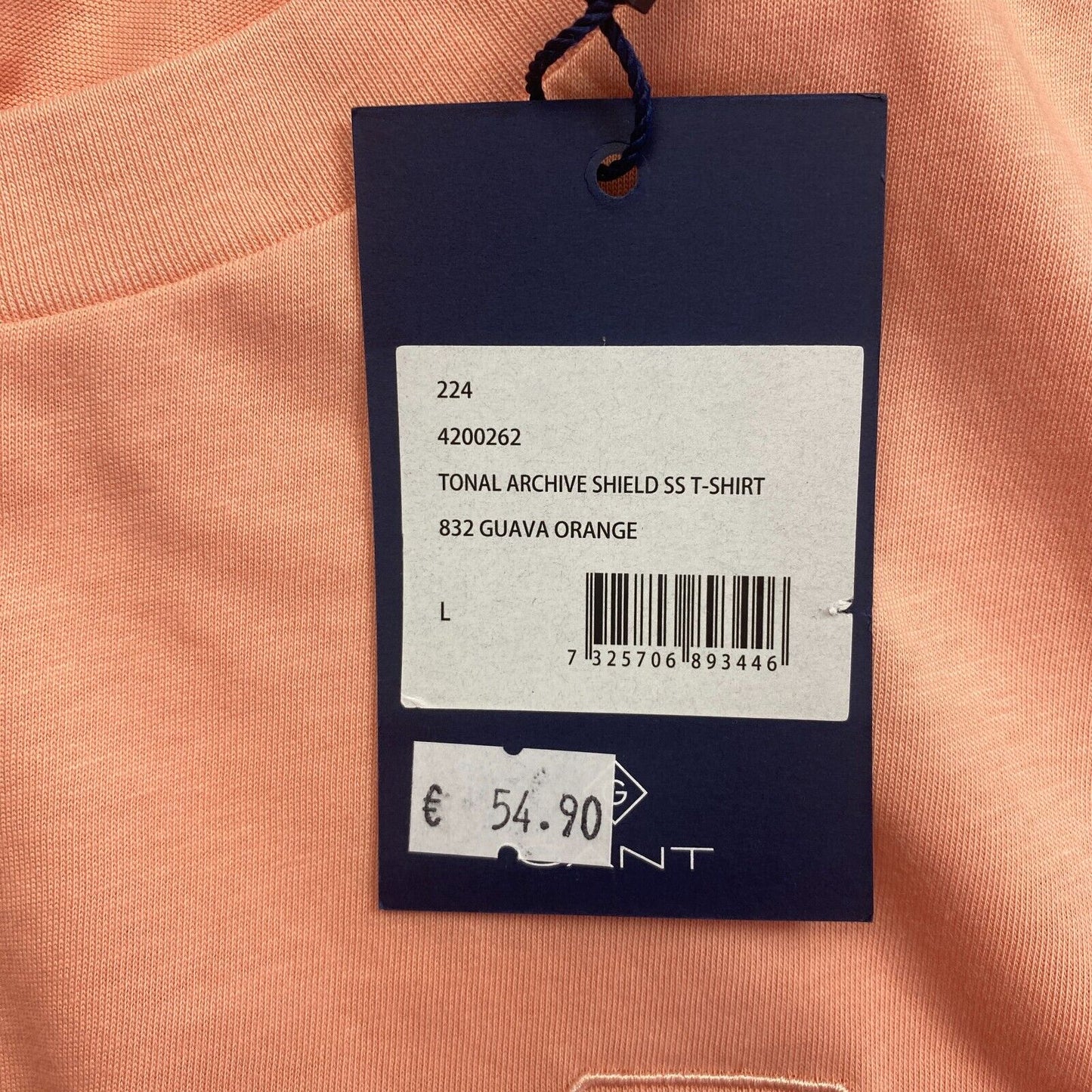 GANT Women Pinkish Orange Tonal Archive Crew Neck Short Sleeves T Shirt Size L