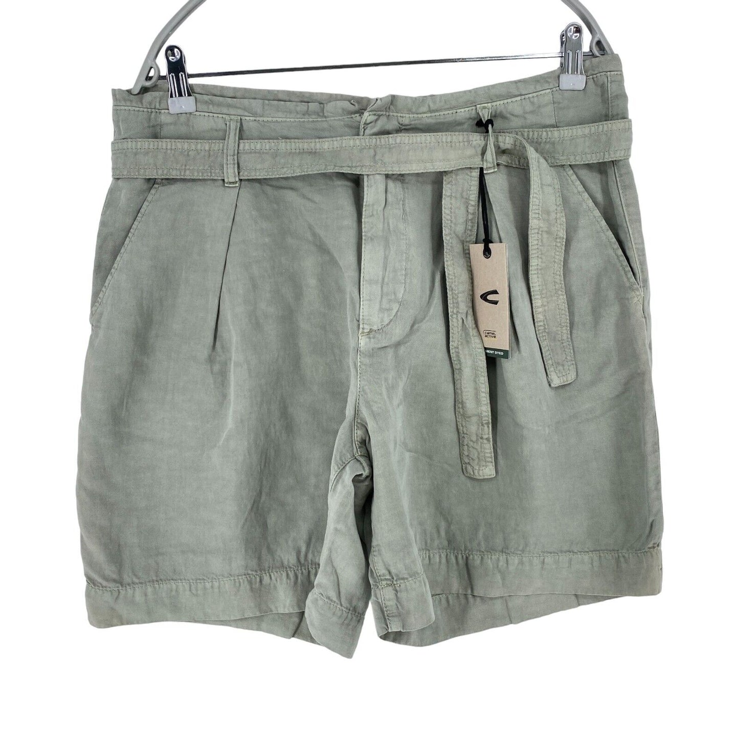 CAMEL ACTIVE Women Grey Relaxed Fit Linen Blend Shorts Size W29