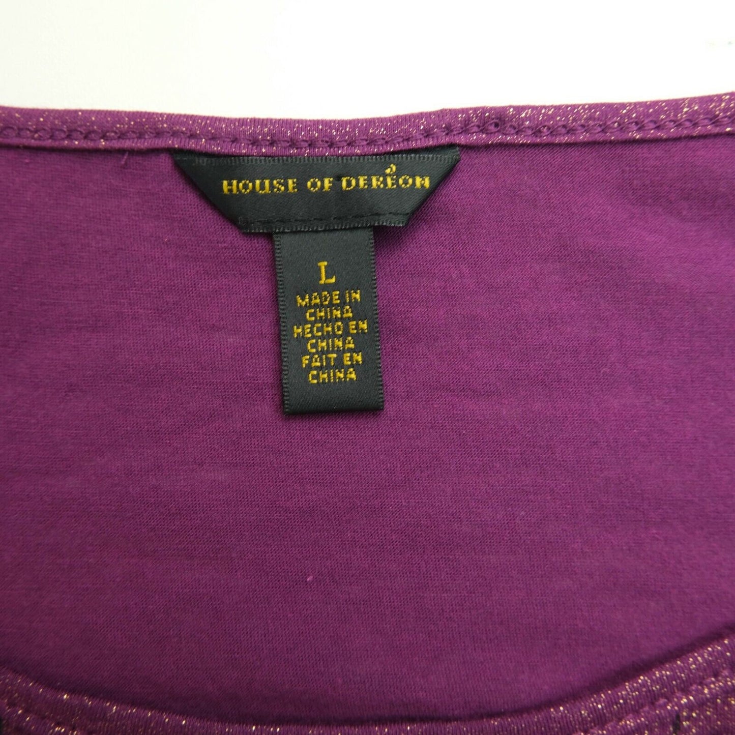 DEREON Purple Round Neck Top T Shirt Size L