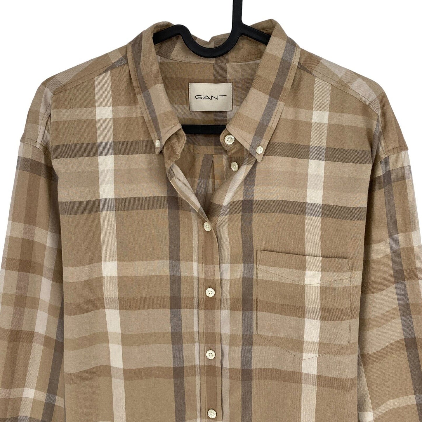 GANT Women Brown Relaxed Checked Flannel BD LS Shirt Size EU 38 UK 10 US 8