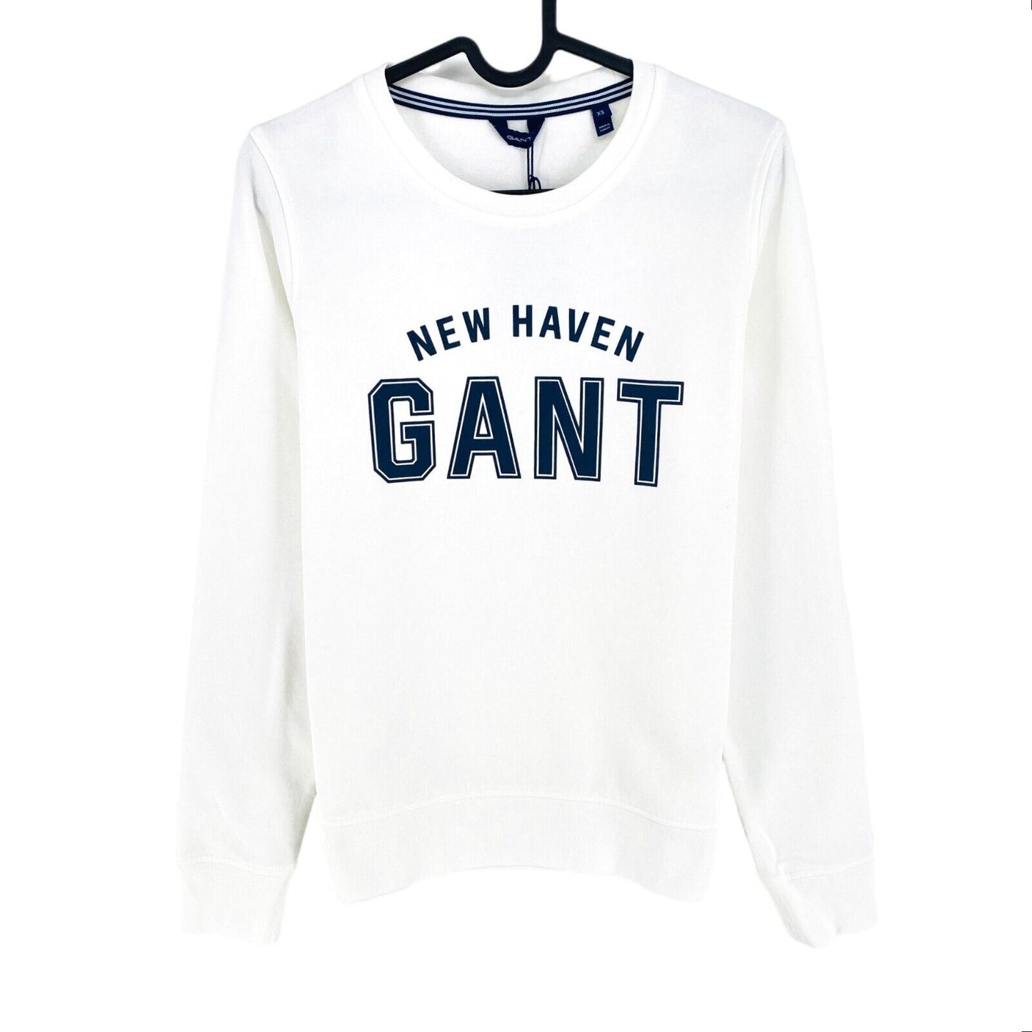 GANT White Logo Crew Neck Sweater Jumper Size XS