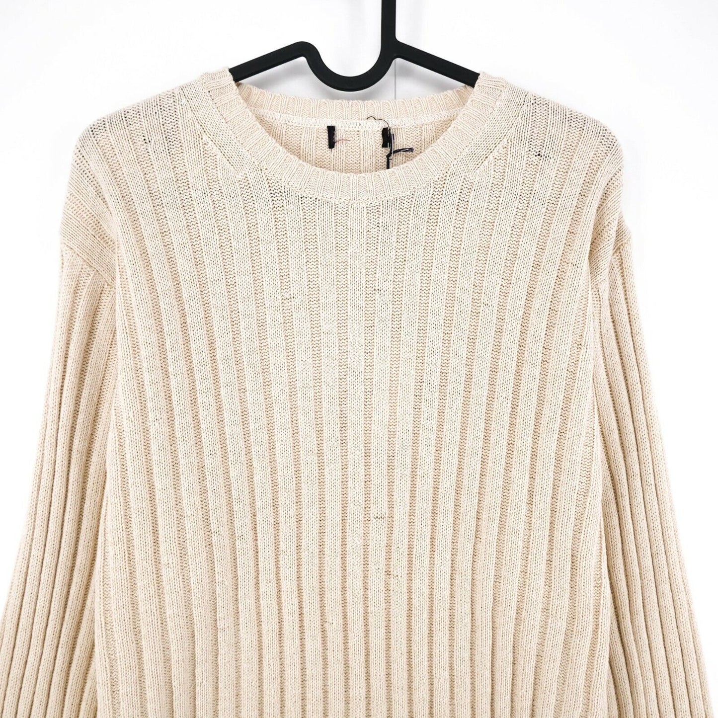 GANT Beige Plated Cotton Crew Neck Sweater Jumper Size M