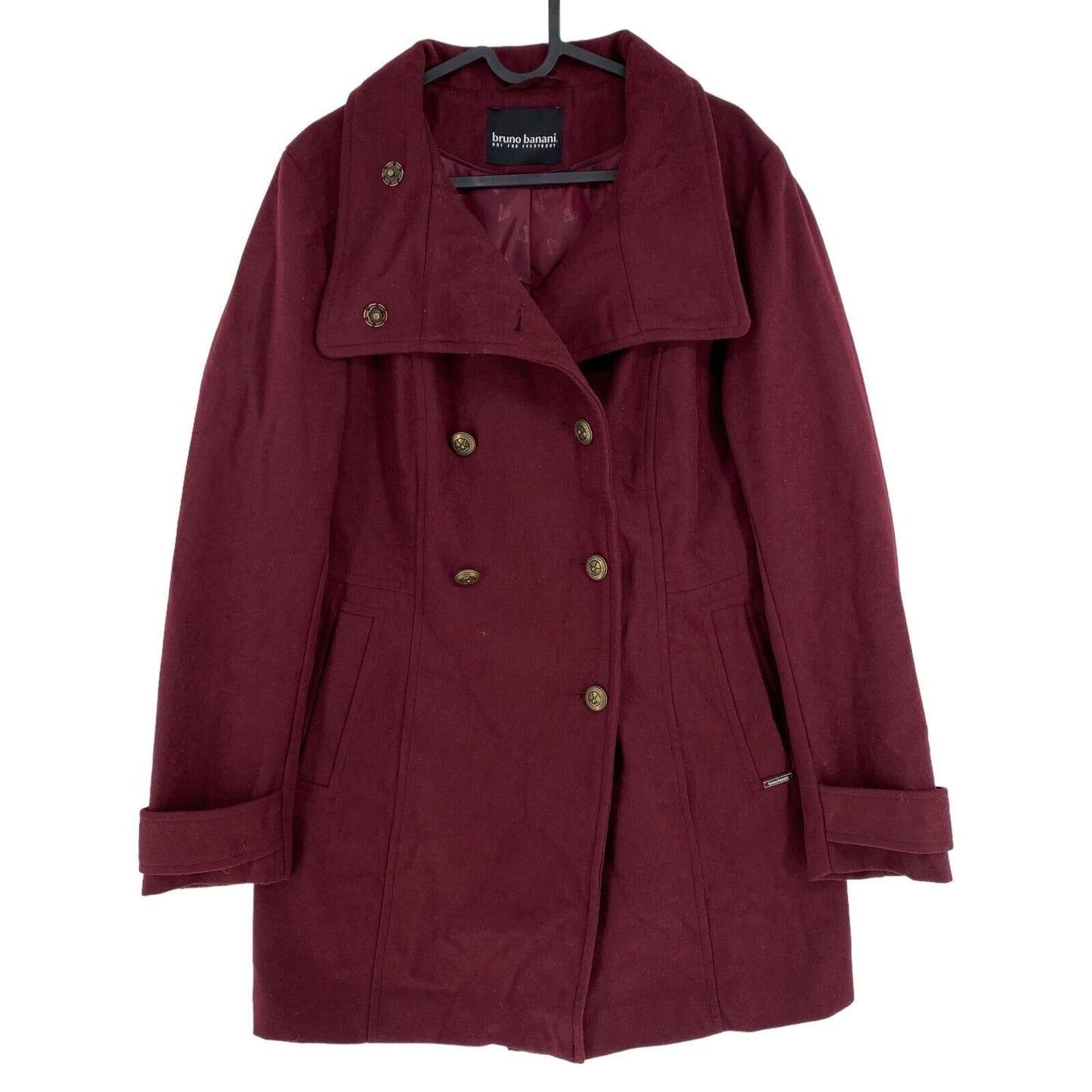 BRUNO BANANI Burgundy Red Wool Blend Over Coat Jacket Size EU 40 UK 14 US 10