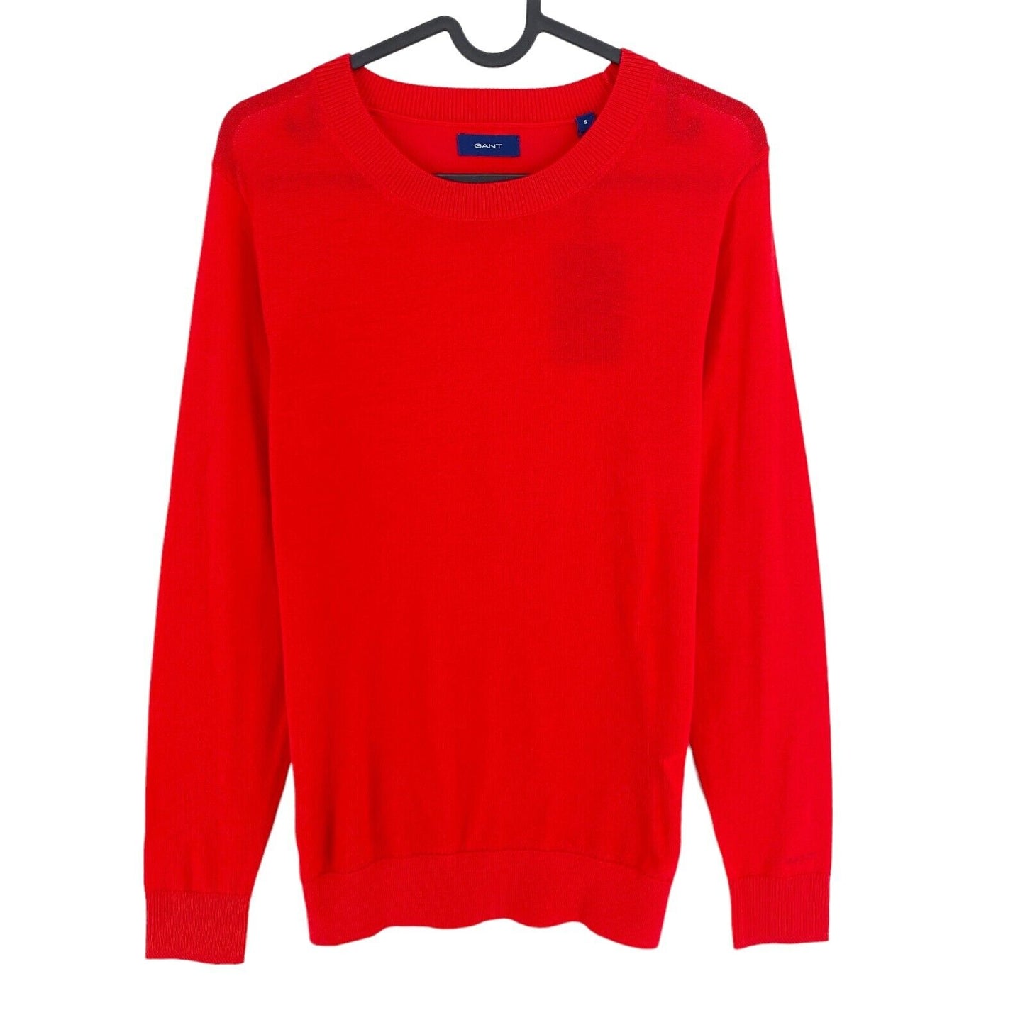 GANT Roter Pullover mit Rundhalsausschnitt, 100 % Wolle, Größe S