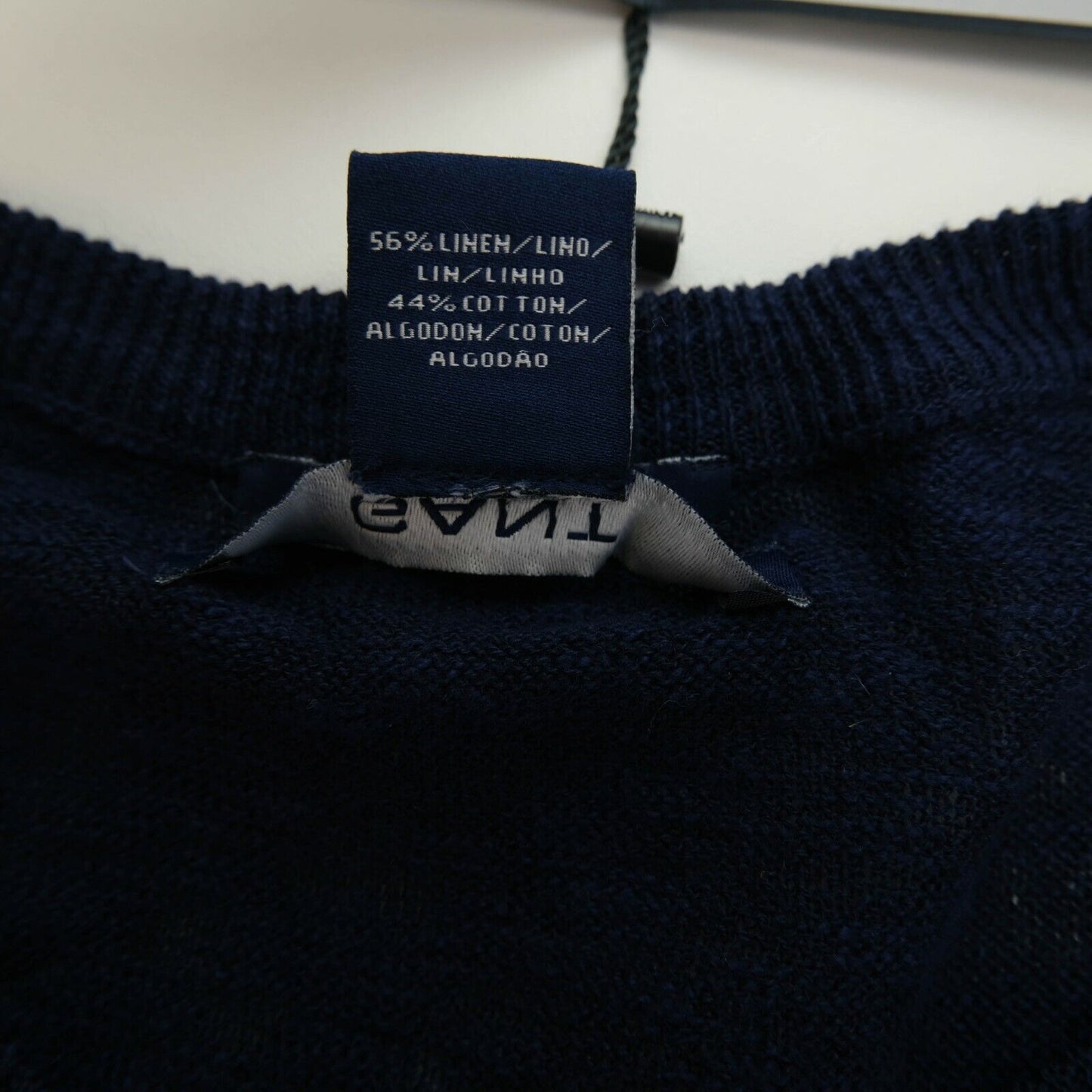 GANT Blue Cotton Linen Crew Neck Jumper Pullover Sweater Size S