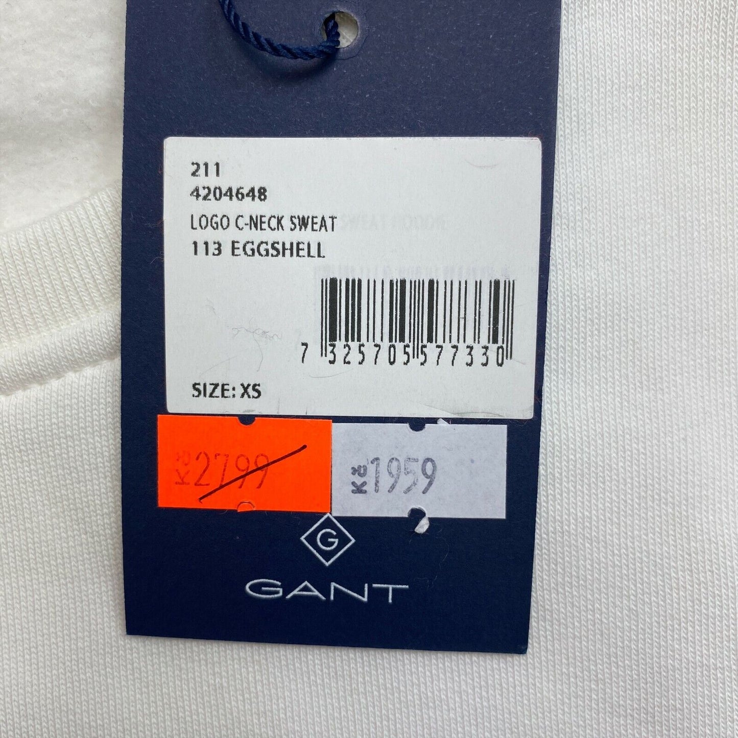 GANT White Logo Crew Neck Sweater Jumper Size XS