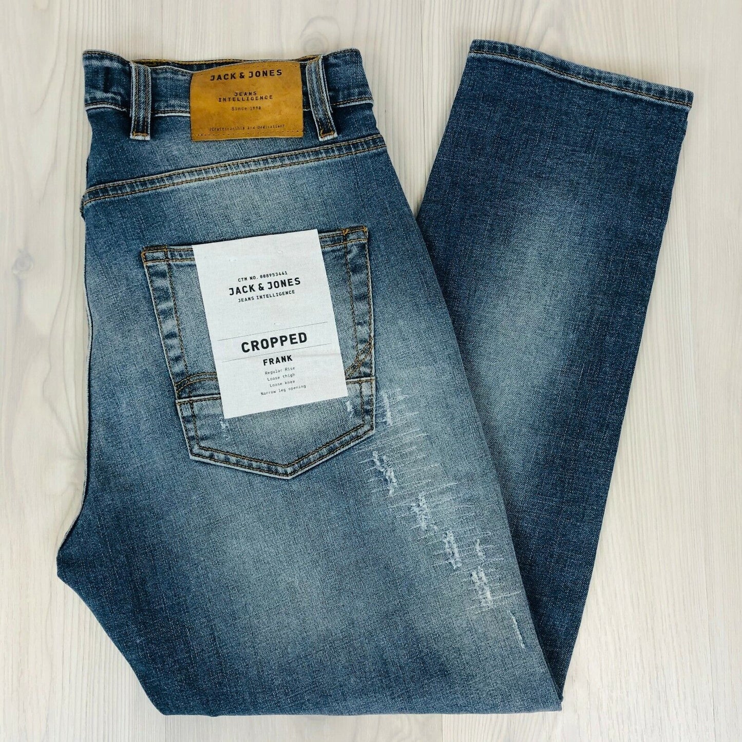 Jack & Jones Men‘s CROPPED Frank Regular Rise Loose Fit Blue Jeans Size W30 L32