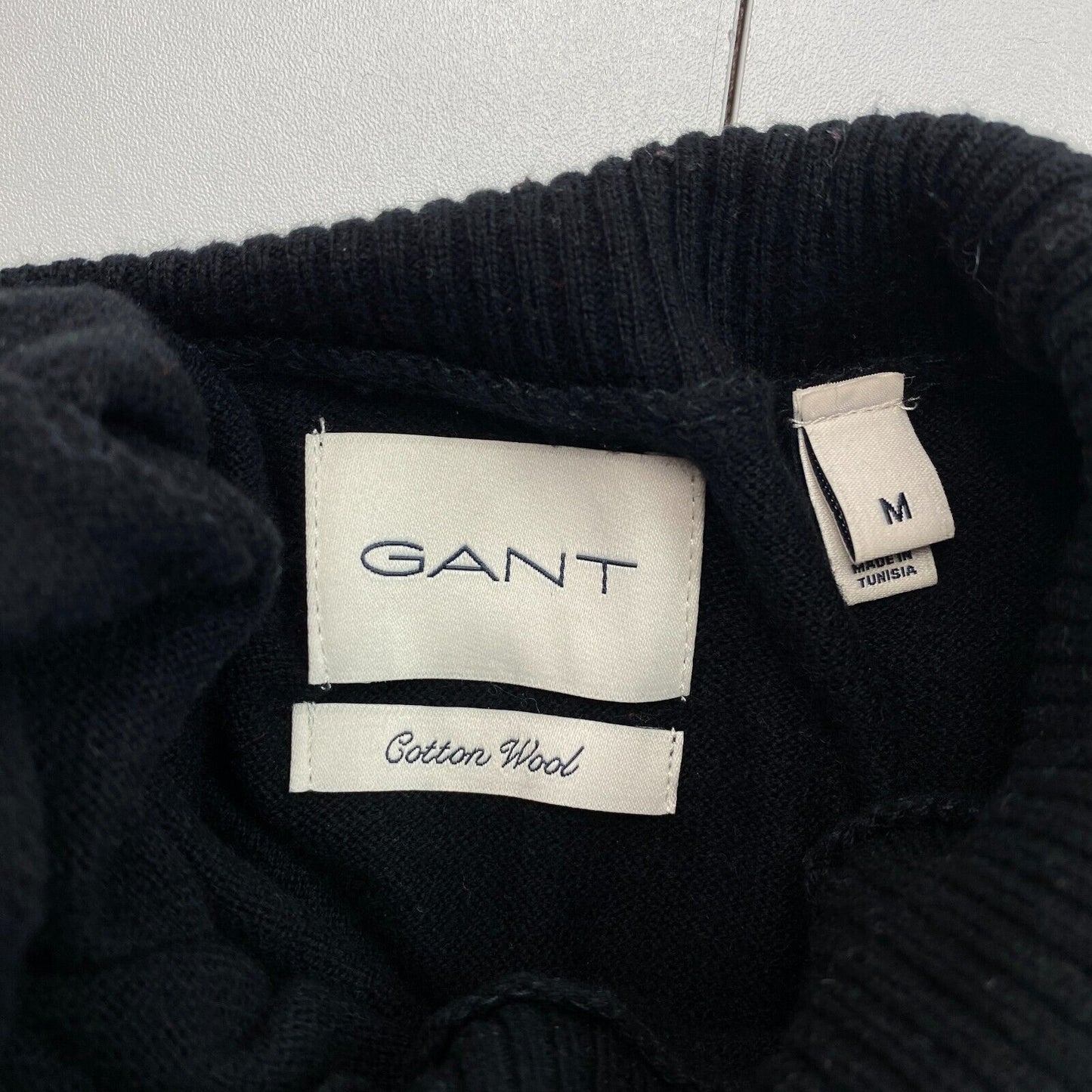 GANT Men Black Cotton Wool High Neck Sweater Jumper Size M