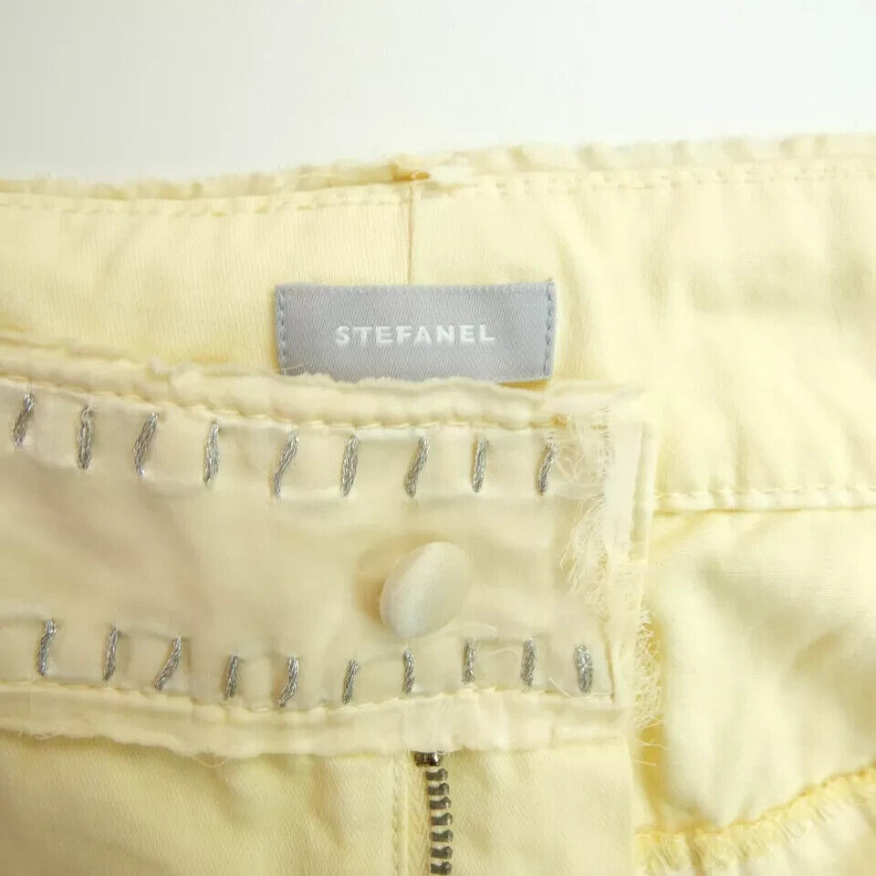 STEFANEL Women Yellow Regular Straight Fit Embroidered Trousers IT 46 EU 42 W34