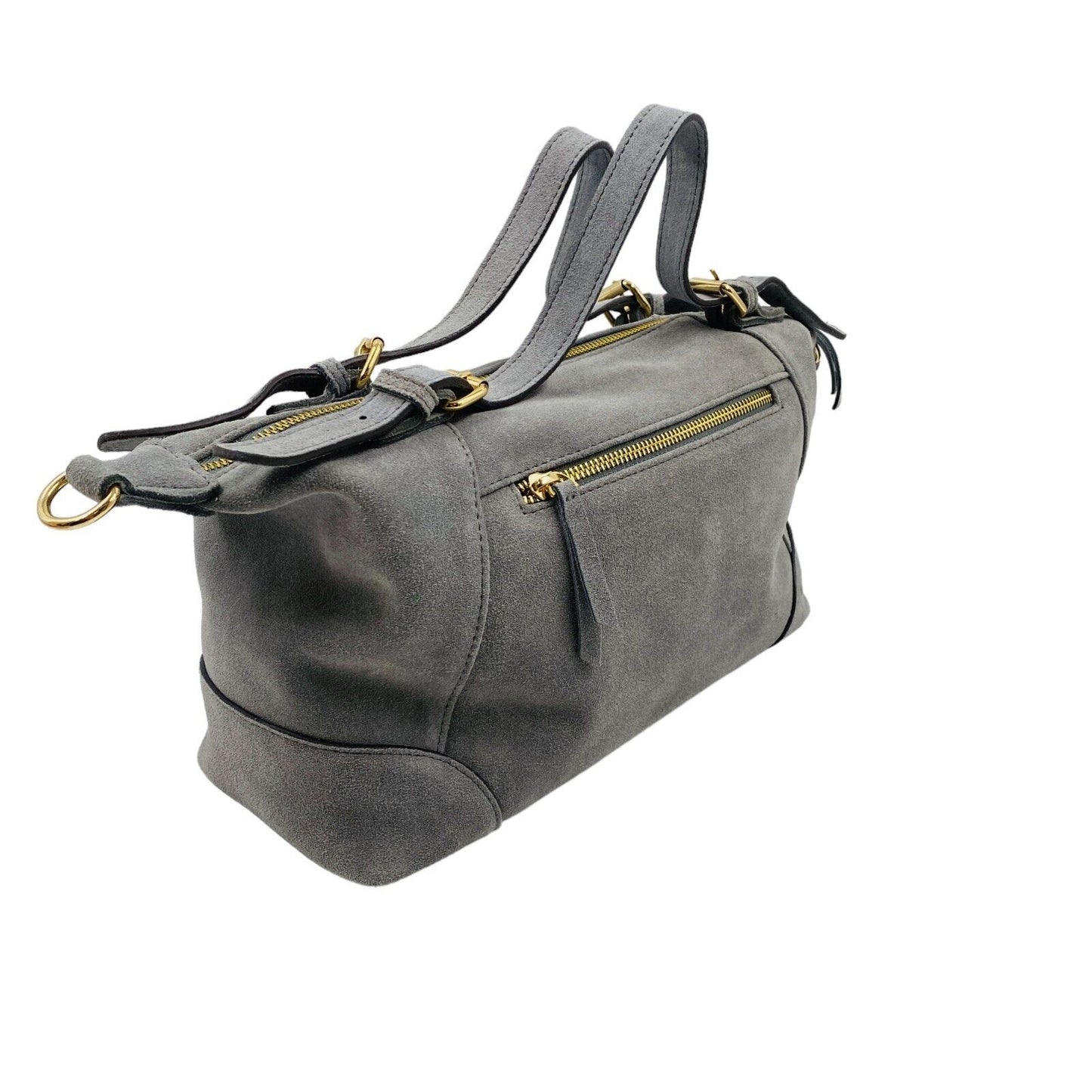 MAZARIN Grey Suede Leather Bag Handbag Shoulder Bag