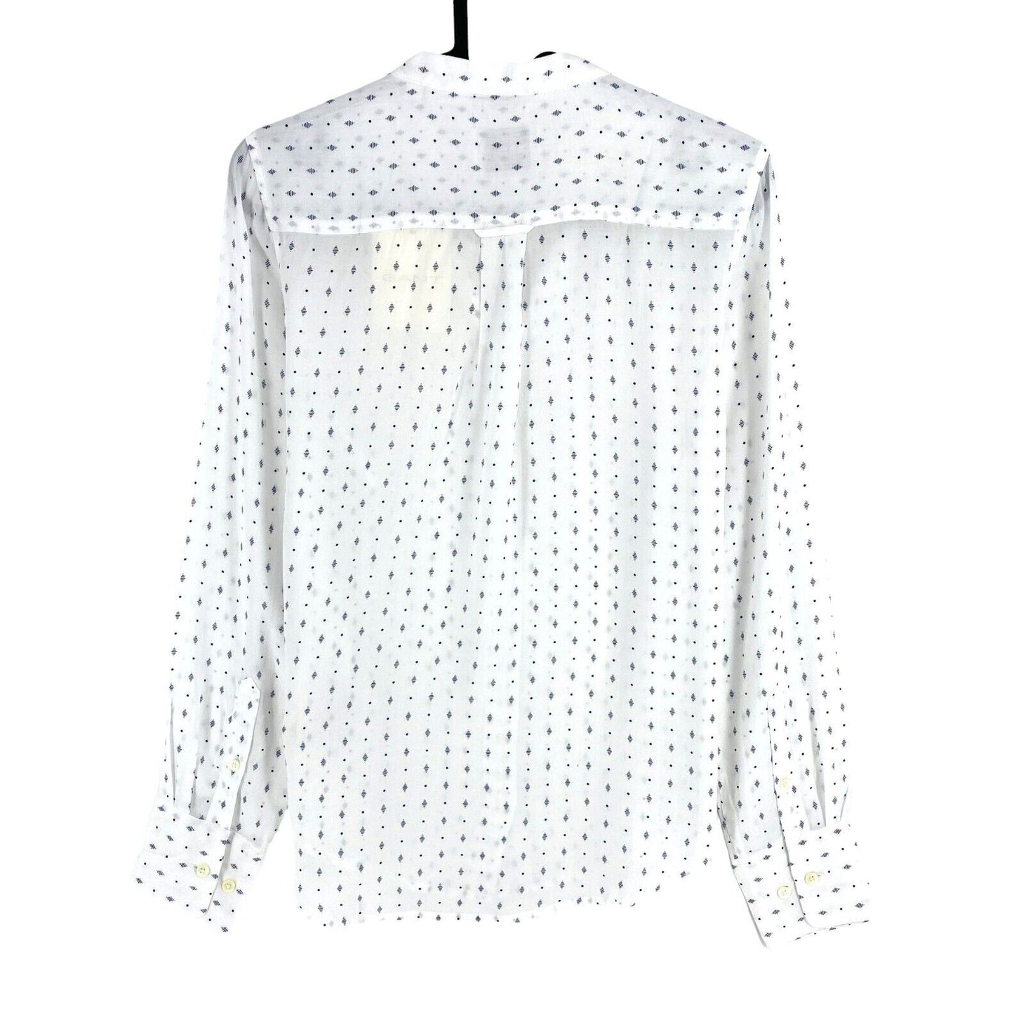 GANT Women White Reg Geometric Modal Long Sleeves Shirt Size EU 32 UK 4 US 2