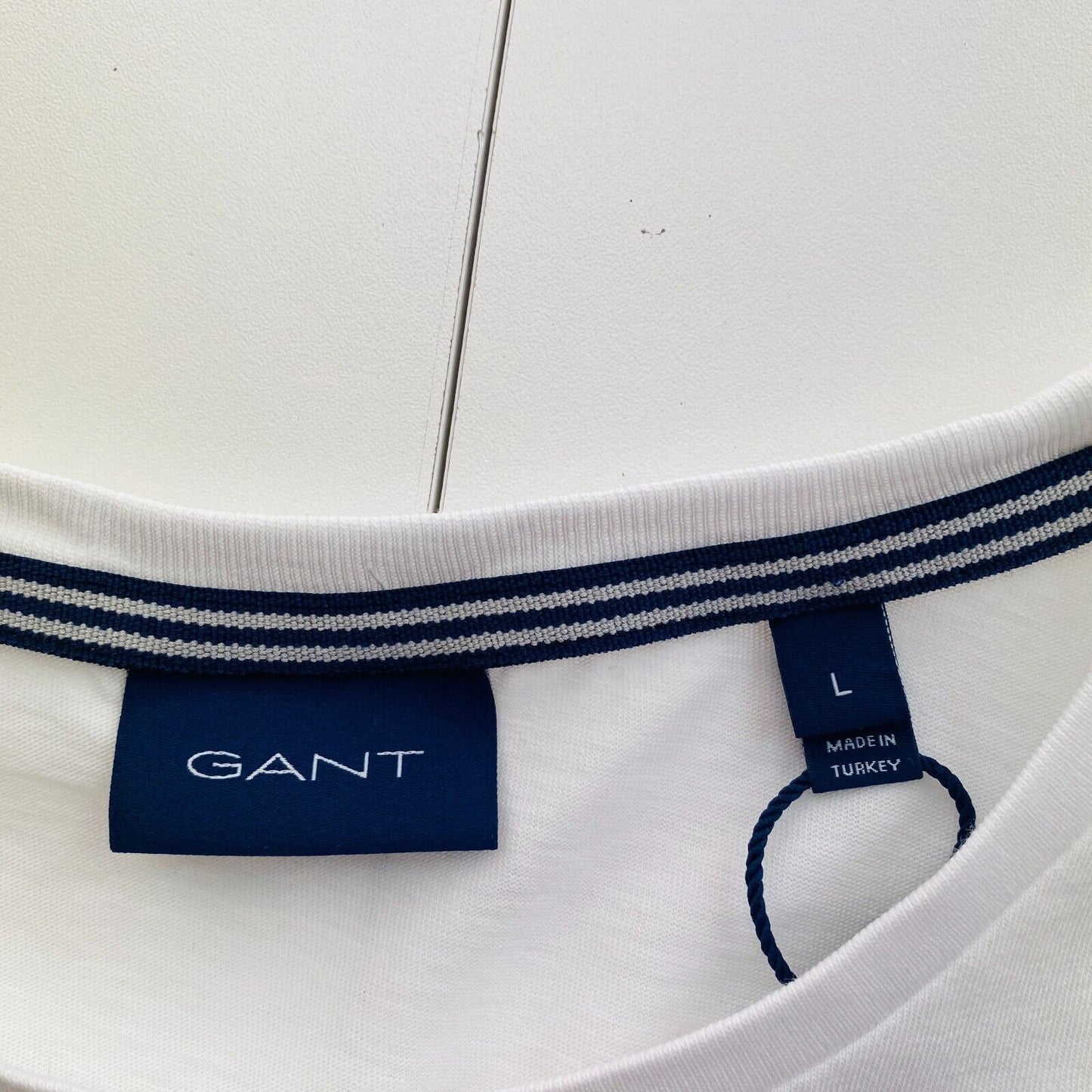 GANT Men White Logo Crew Neck Short Sleeve T Shirt Size L