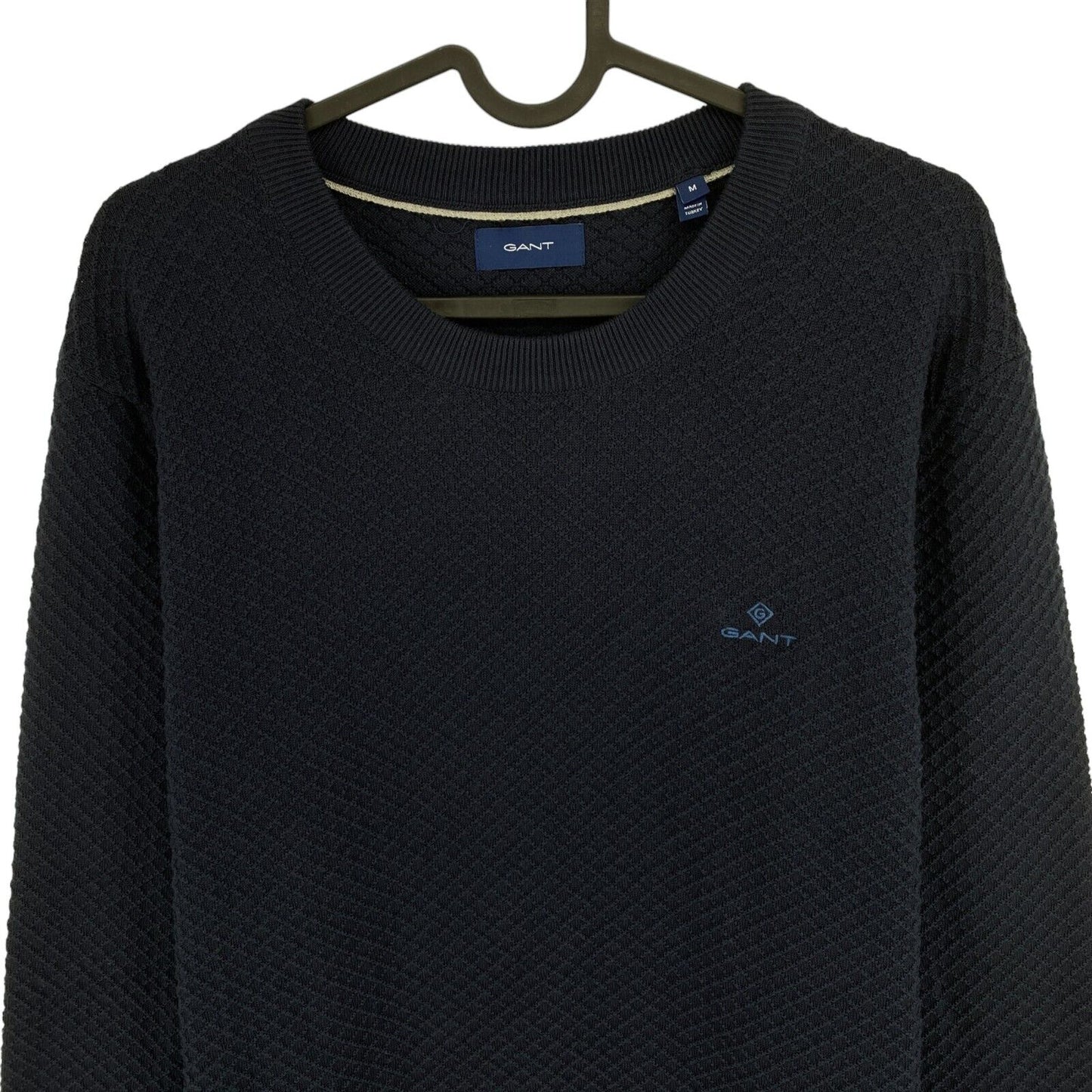 GANT Navy Blue Texture Crew Neck Sweater Pullover Size M