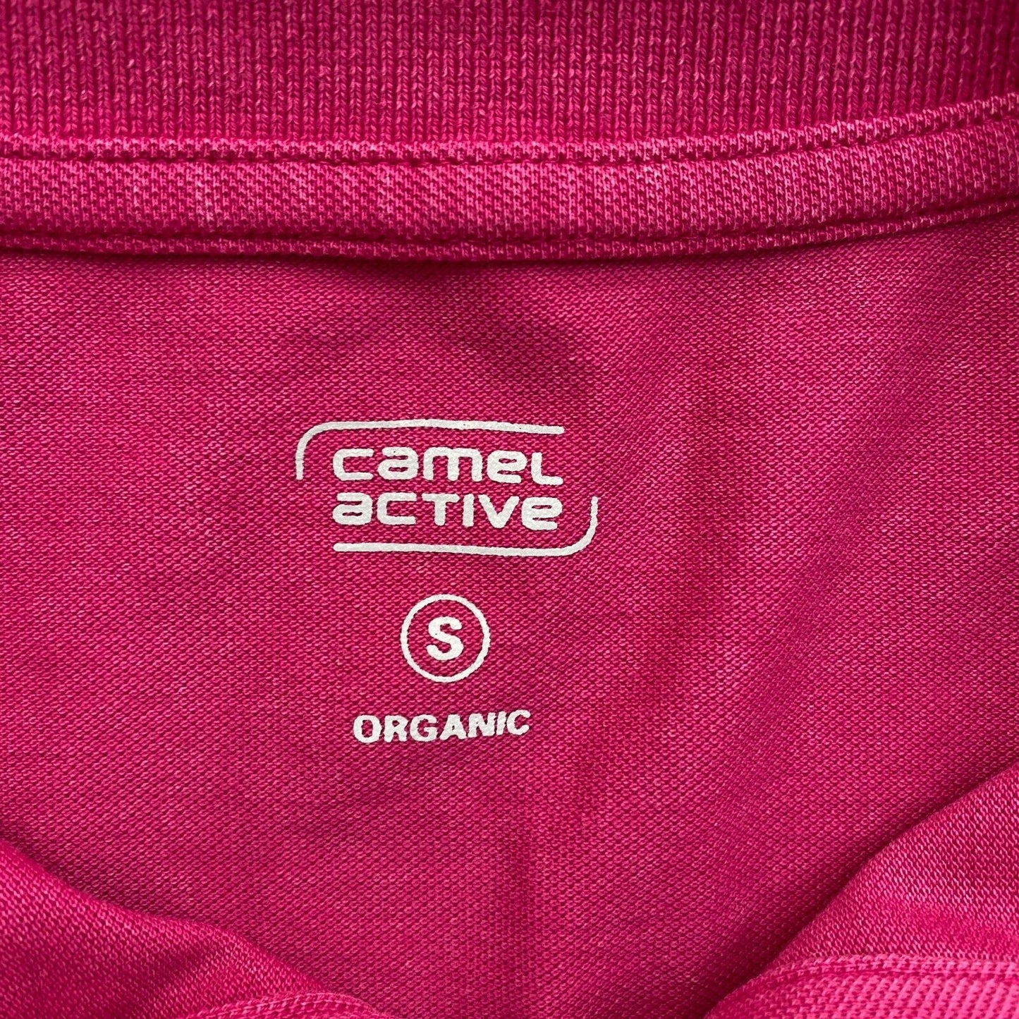 Camel Active Women Dark Pink Solid Short Sleeves Pique Polo Shirt Size S