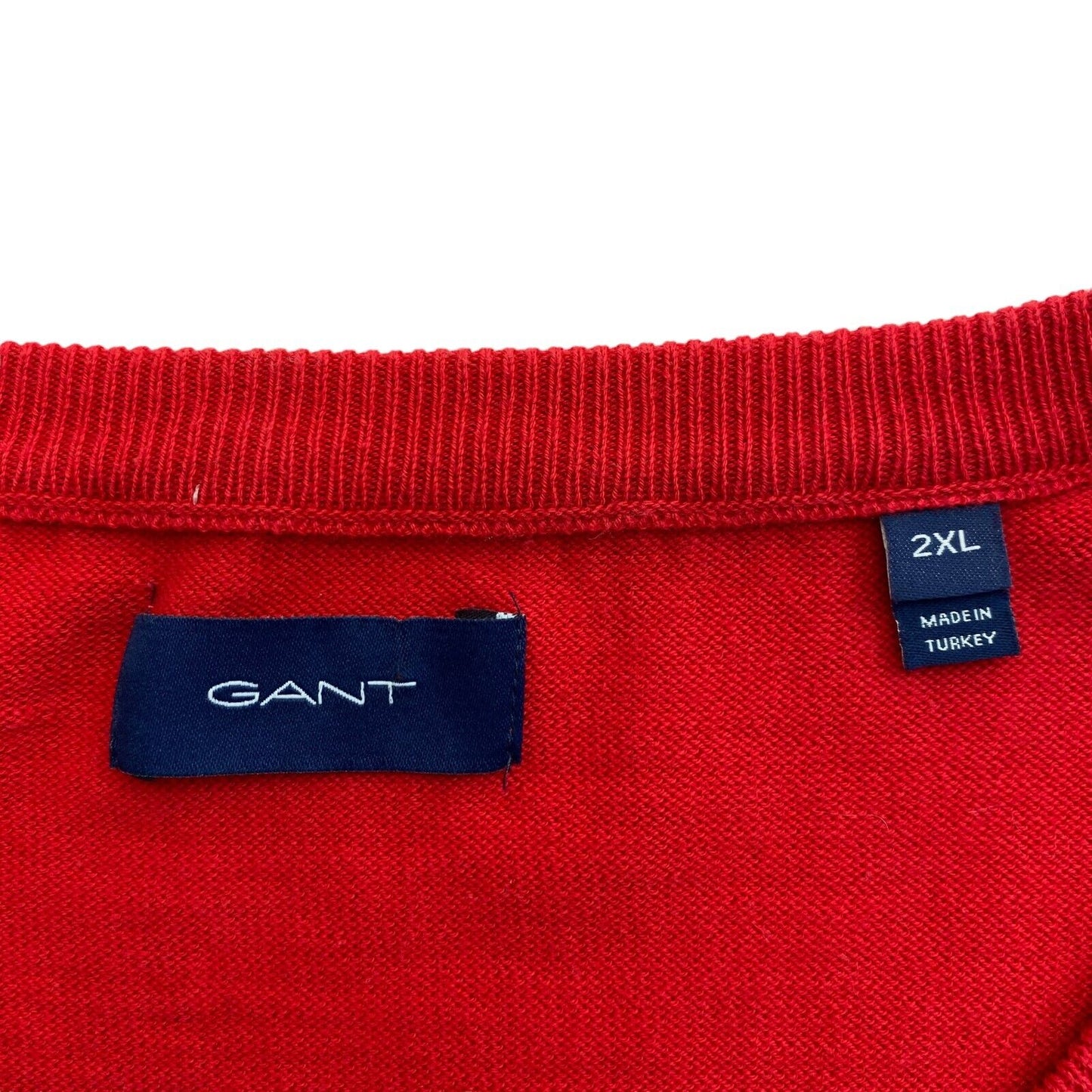 GANT Red Cotton V Neck Sweater Pullover Size 2XL XXL