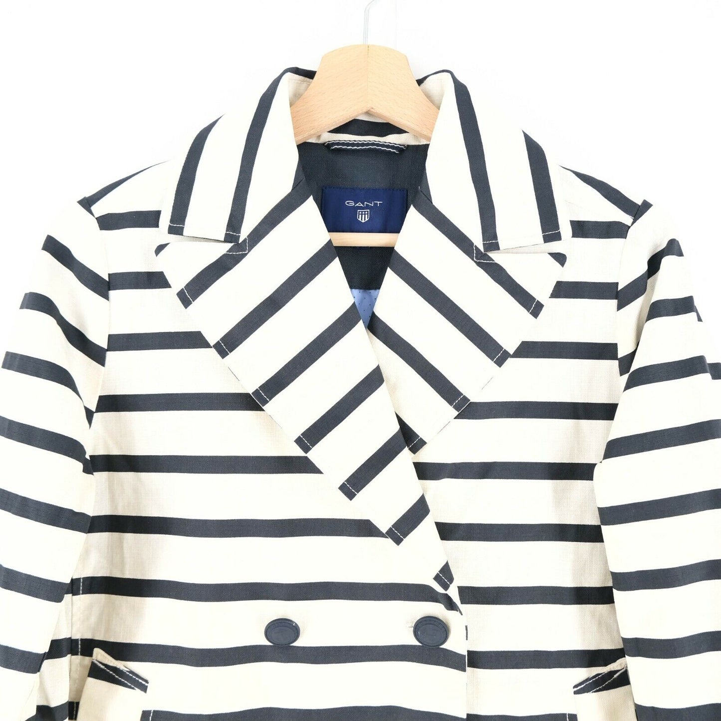 GANT Ladies White / Black Double Breasted Coat Jacket Size S