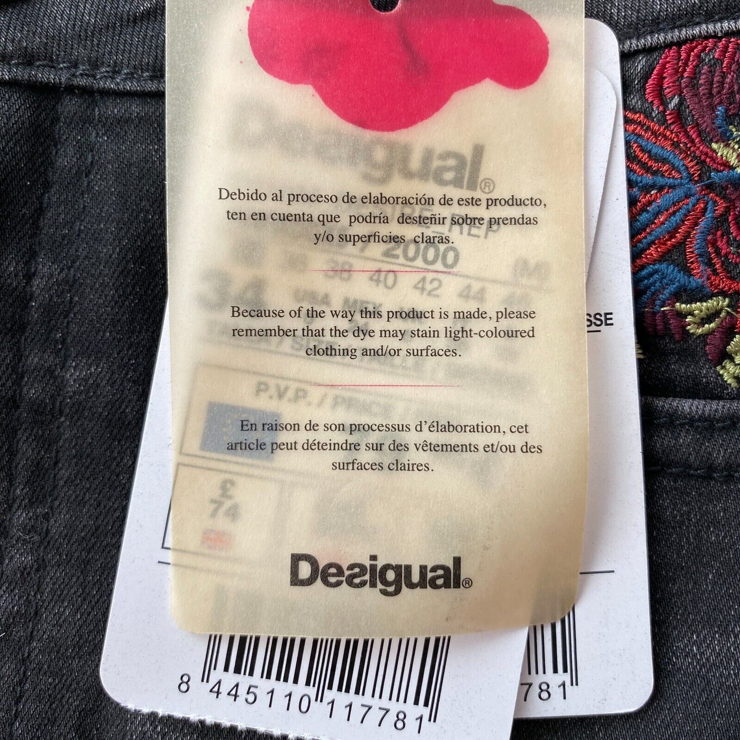 Desigual DESIRE Women Dark Grey Skinny Fit Cuffed Jeans EUR 34 UK 6 US 0 W23